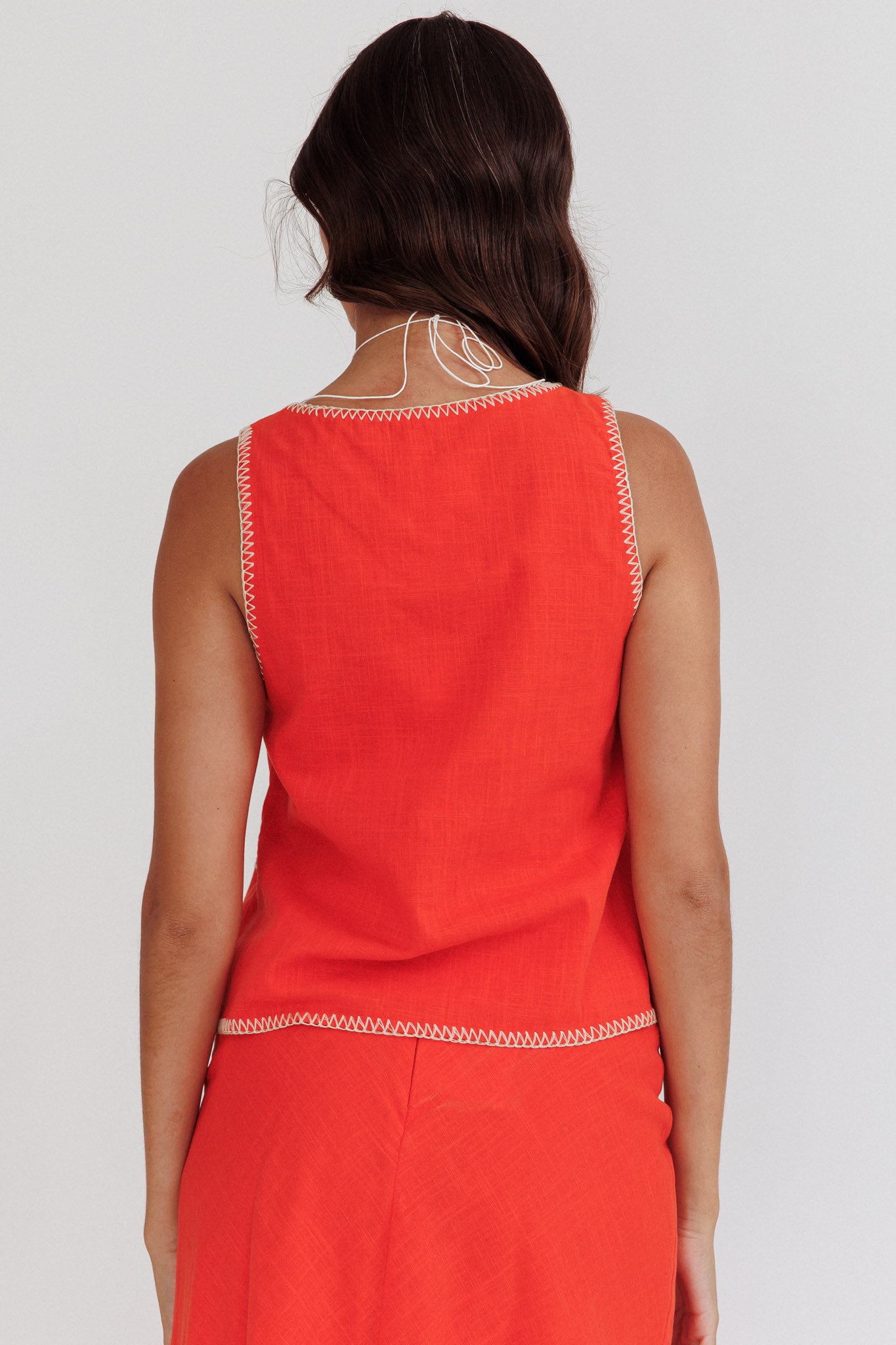 Dose Of Sunshine Blanket Stitch Vest Top Orange by Selfie Leslie Australia