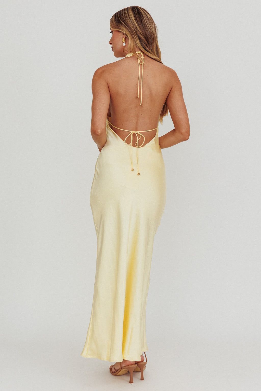 Sweetest Sundays Halterneck Open Back Dress Butter by Selfie Leslie