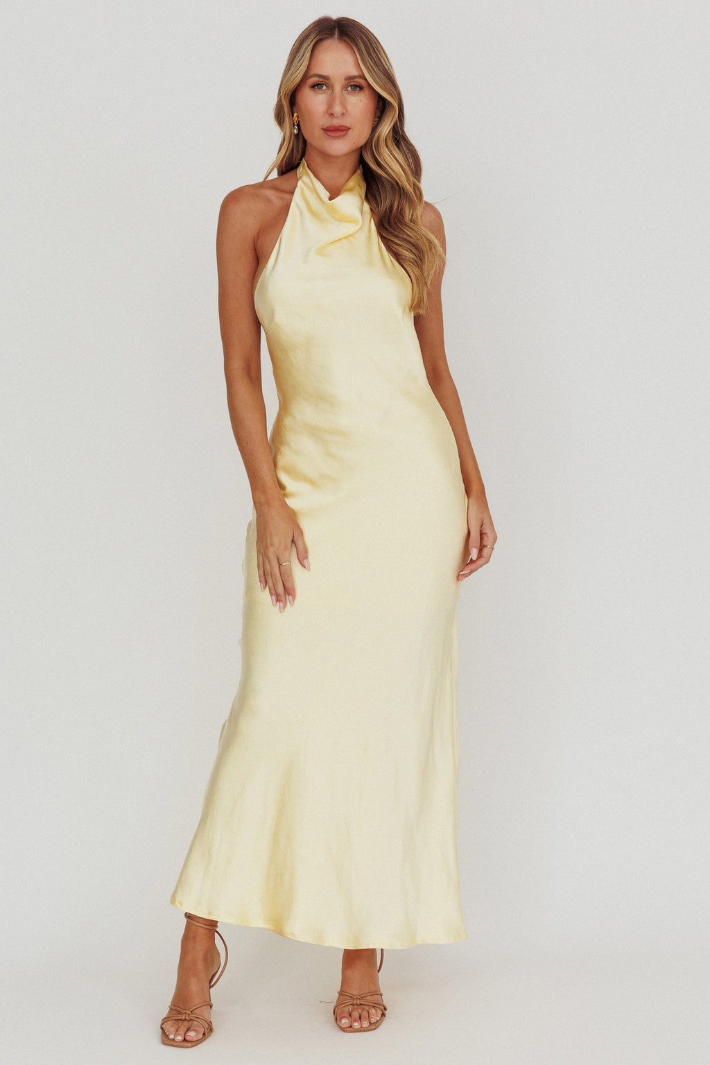 Sweetest Sundays Halterneck Open Back Dress Butter by Selfie Leslie