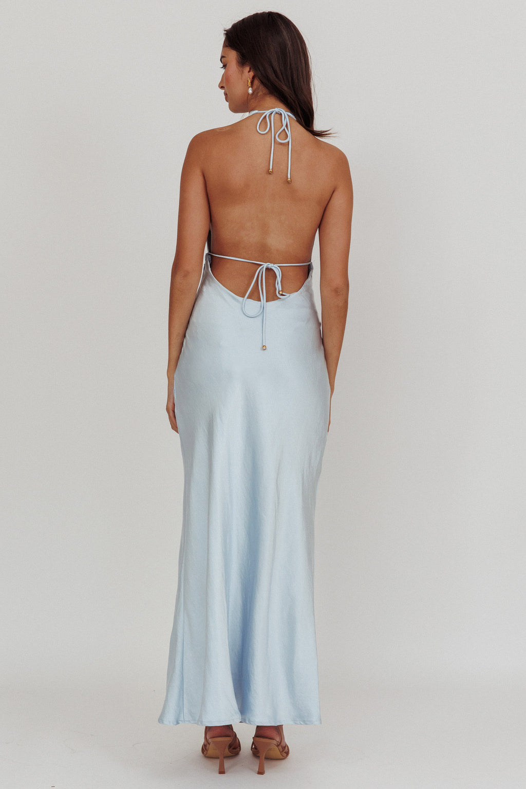 Sweetest Sundays Halterneck Open Back Dress Soft Blue by Selfie Leslie Australia