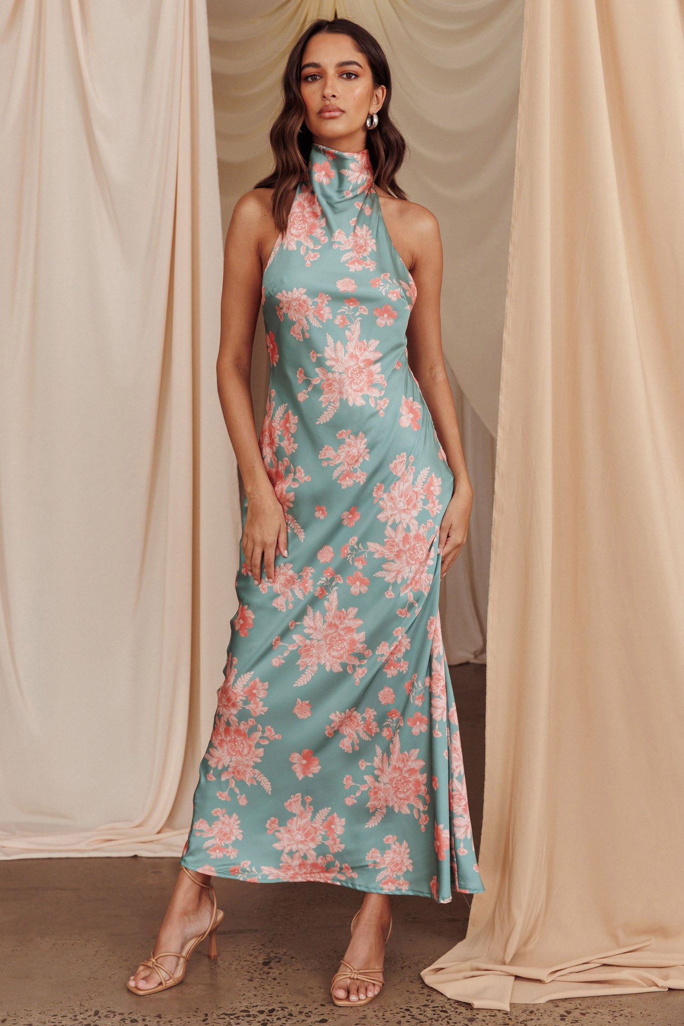Sweetest Sundays Halterneck Open Back Dress Mint by Selfie Leslie Australia