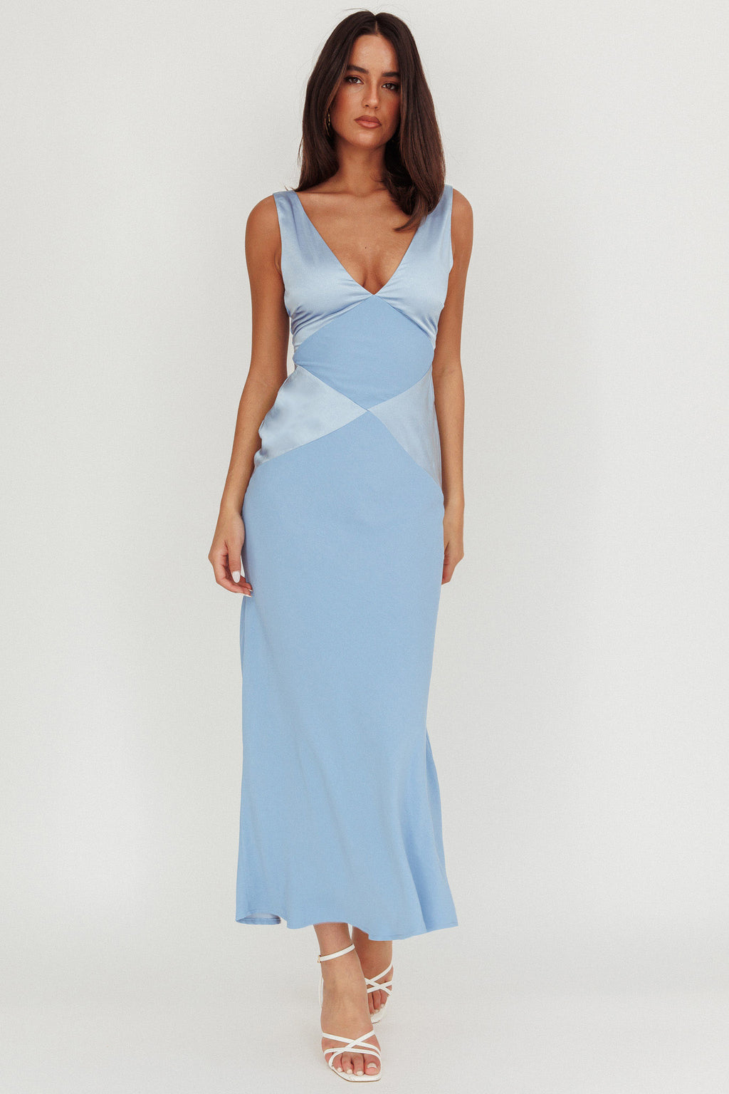 Soul Fire V-Neck Maxi Dress Blue by Selfie Leslie Australia