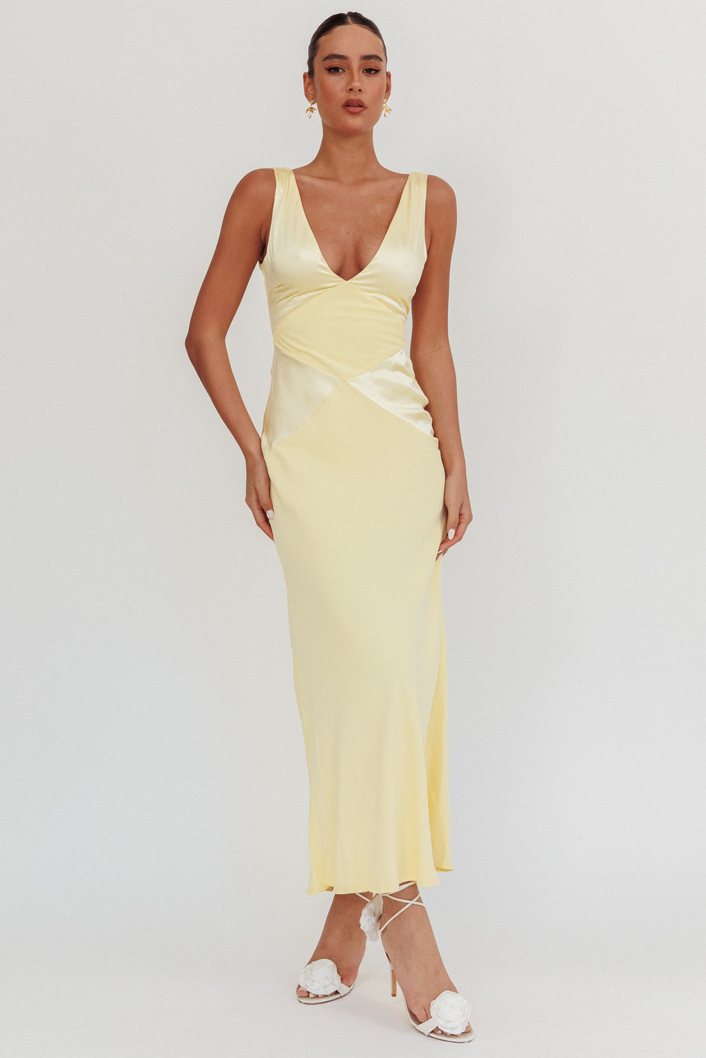 Soul Fire V-Neck Maxi Dress Butter by Selfie Leslie Australia