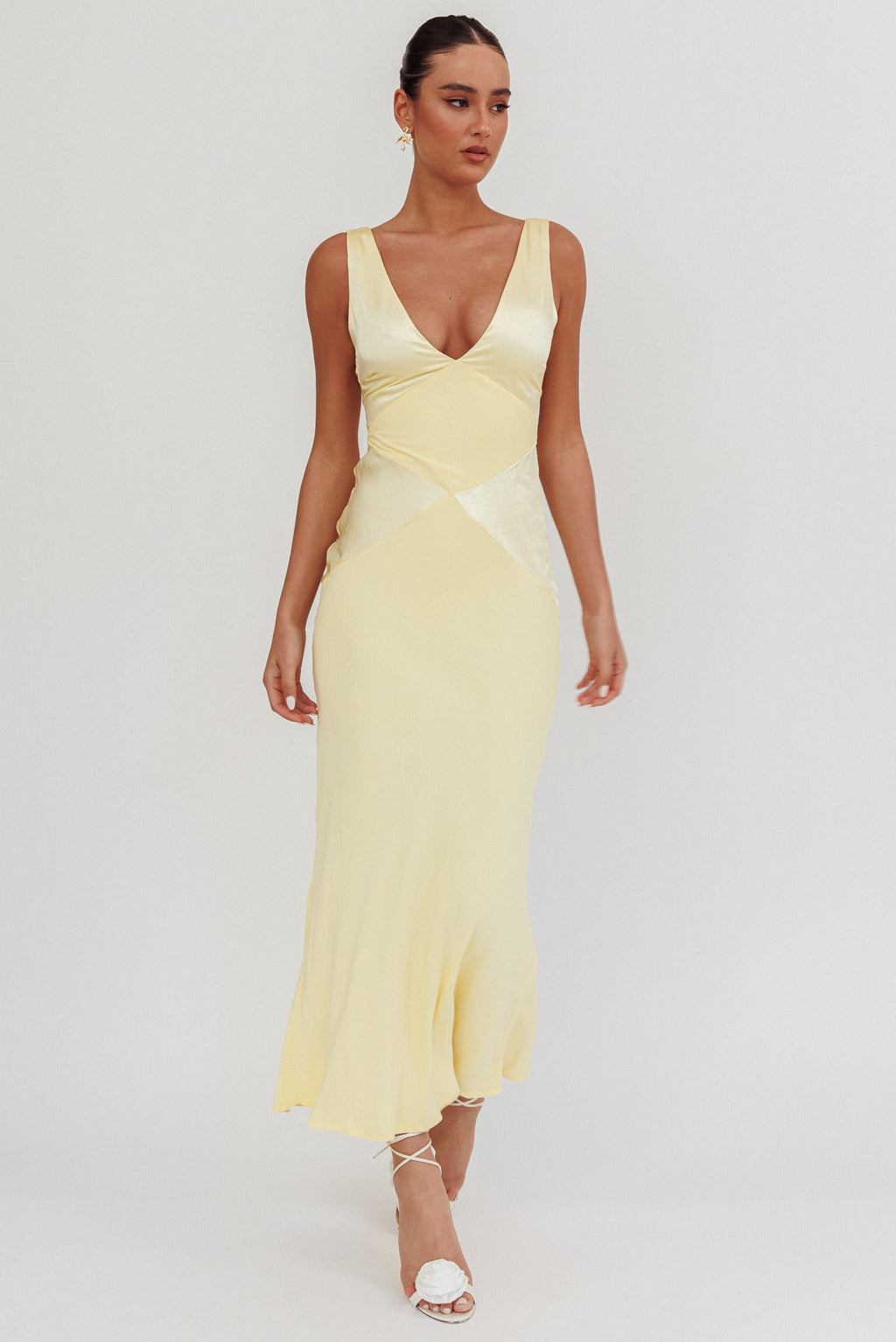 Soul Fire V-Neck Maxi Dress Butter by Selfie Leslie Australia