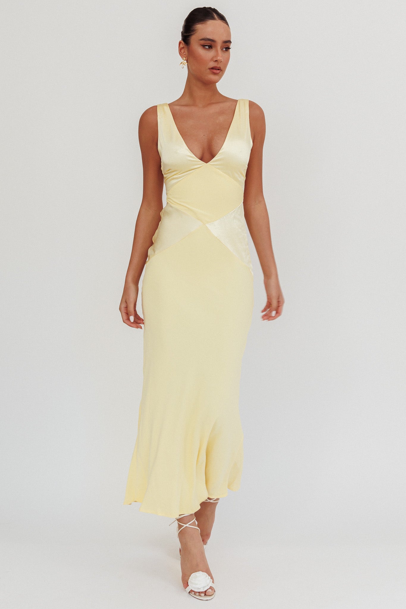 Soul Fire V-Neck Maxi Dress Butter by Selfie Leslie Australia