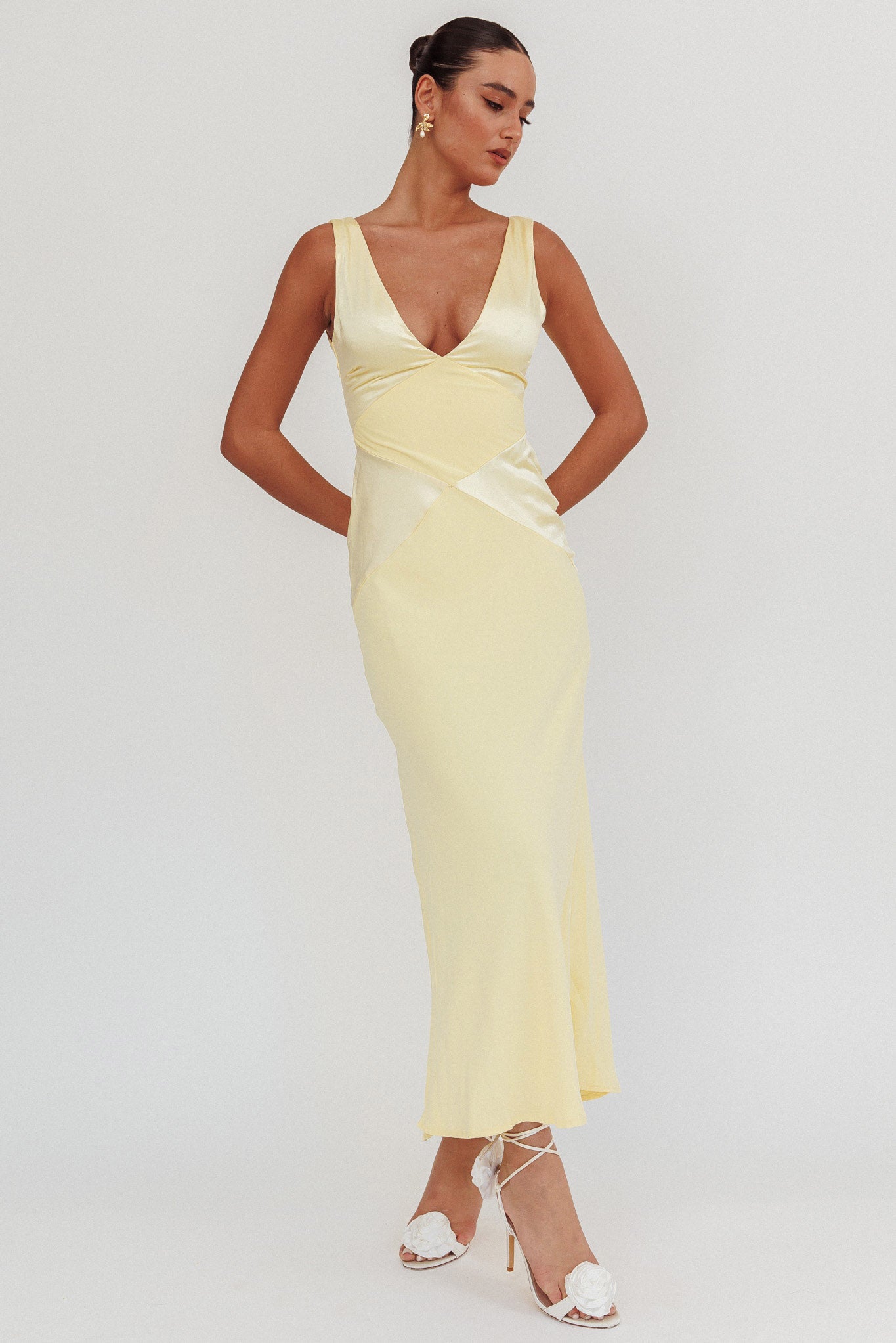 Soul Fire V-Neck Maxi Dress Butter by Selfie Leslie Australia