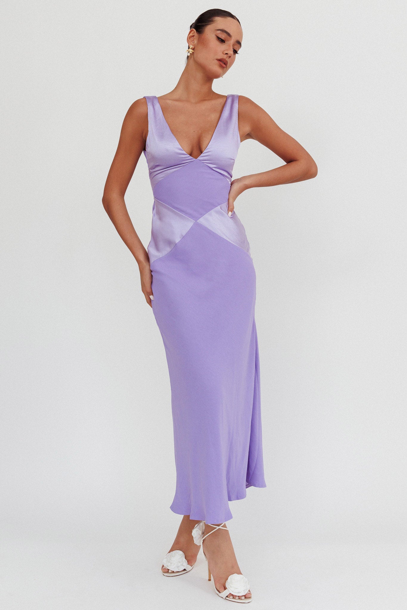 Soul Fire V-Neck Maxi Dress Lilac by Selfie Leslie Australia