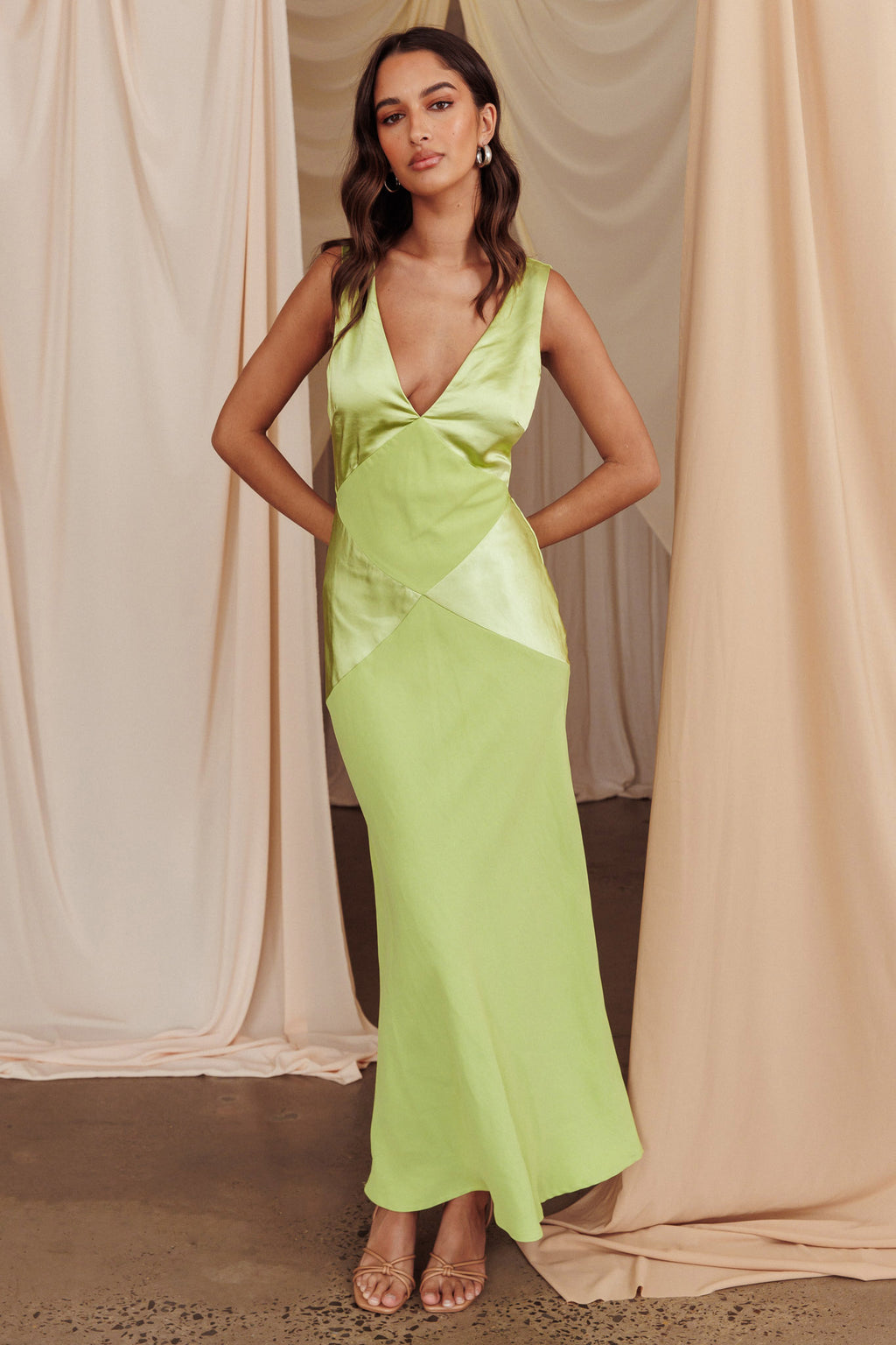 Soul Fire V-Neck Maxi Dress Lime by Selfie Leslie Australia