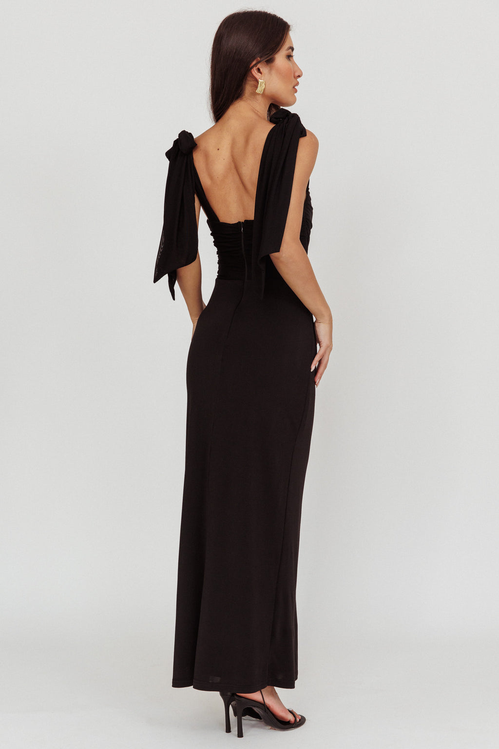 Starry Eyed Mesh Waist Maxi Dress Black by Selfie Leslie Australia