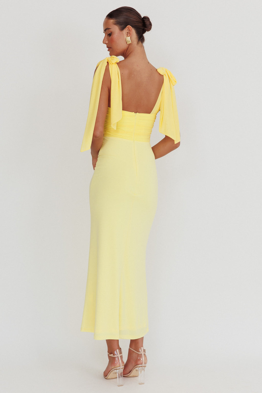 Starry Eyed Mesh Waist Maxi Dress Lemon by Selfie Leslie Australia