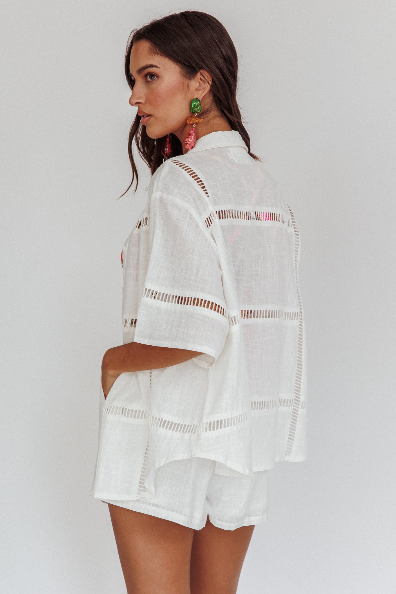 Phoebe Elastic Shorts White by Selfie Leslie Australia