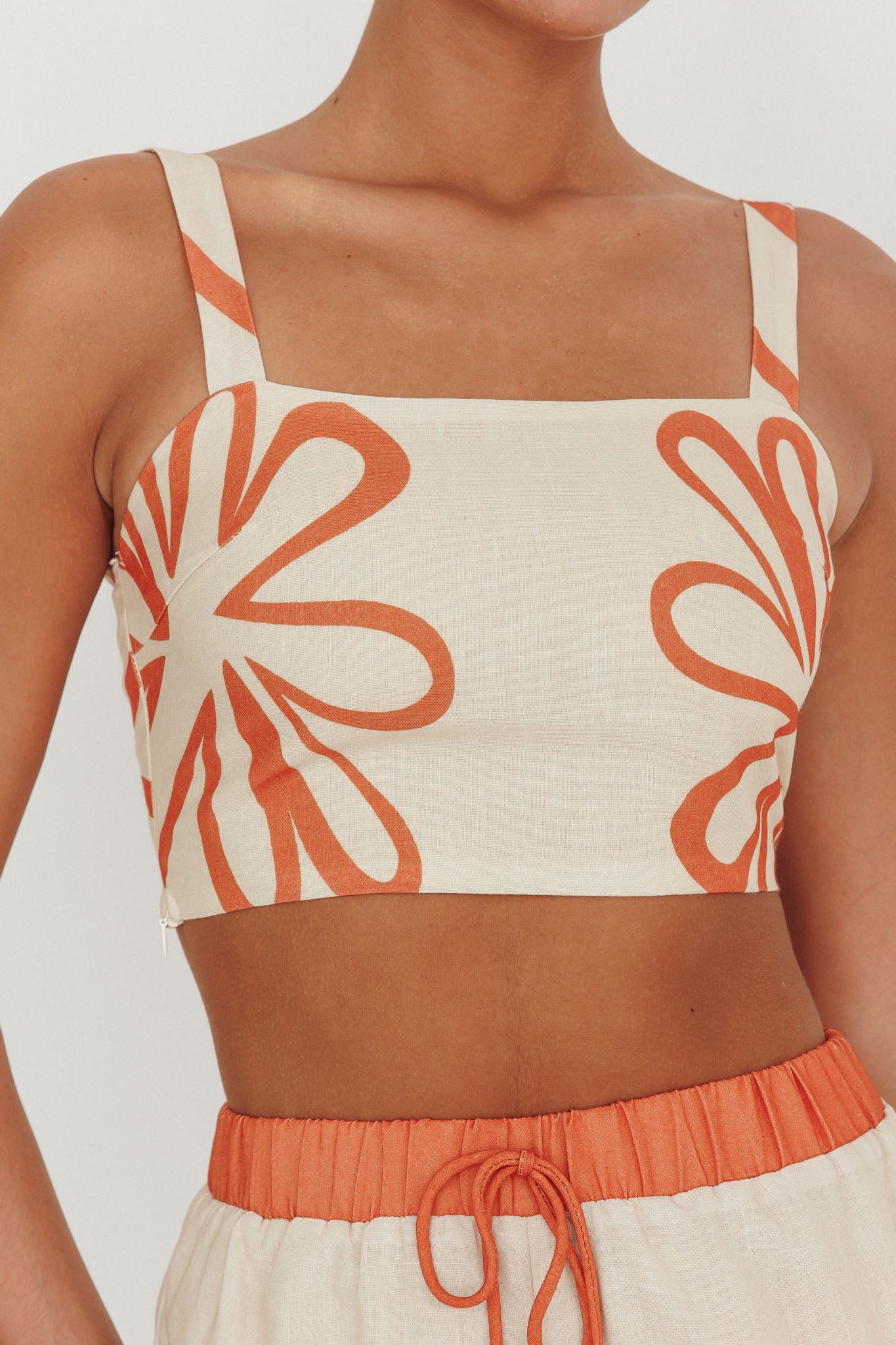 Briar Square Neck Cropped Top Rust Beige by Selfie Leslie Australia