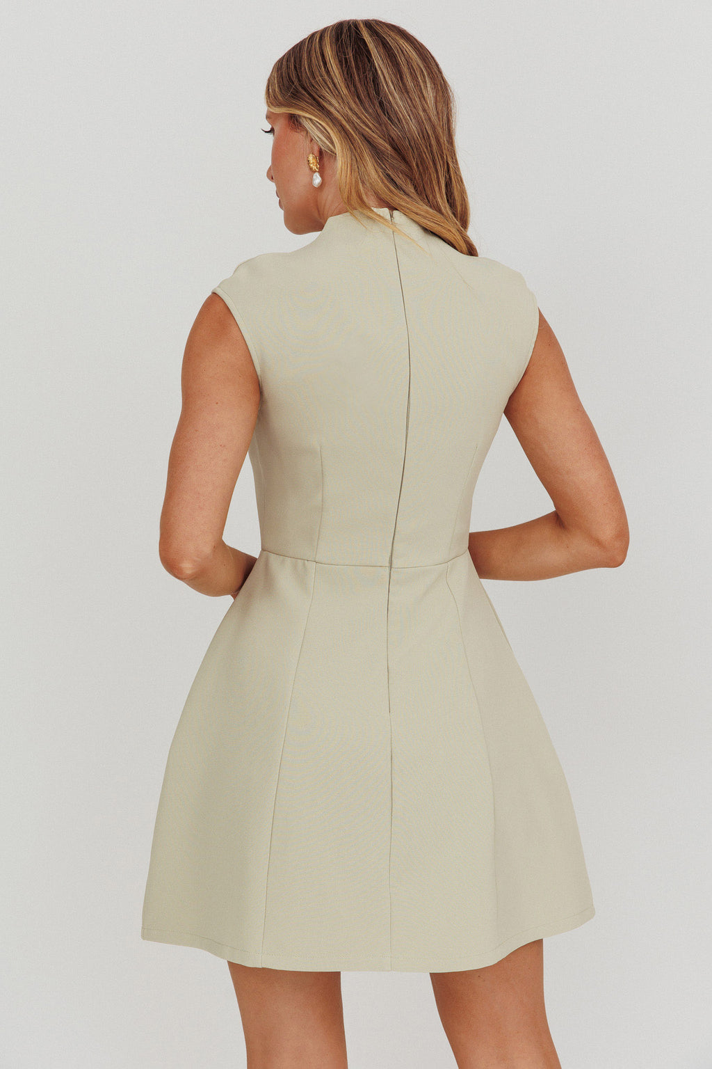 Thandi Pleat Shoulder Faux Pocket Mini Dress Sage by Selfie Leslie Australia