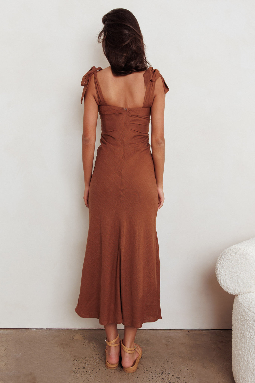 Appreciate You Tied Shoulder Maxi Dress Chocolate by Selfie Leslie Australia