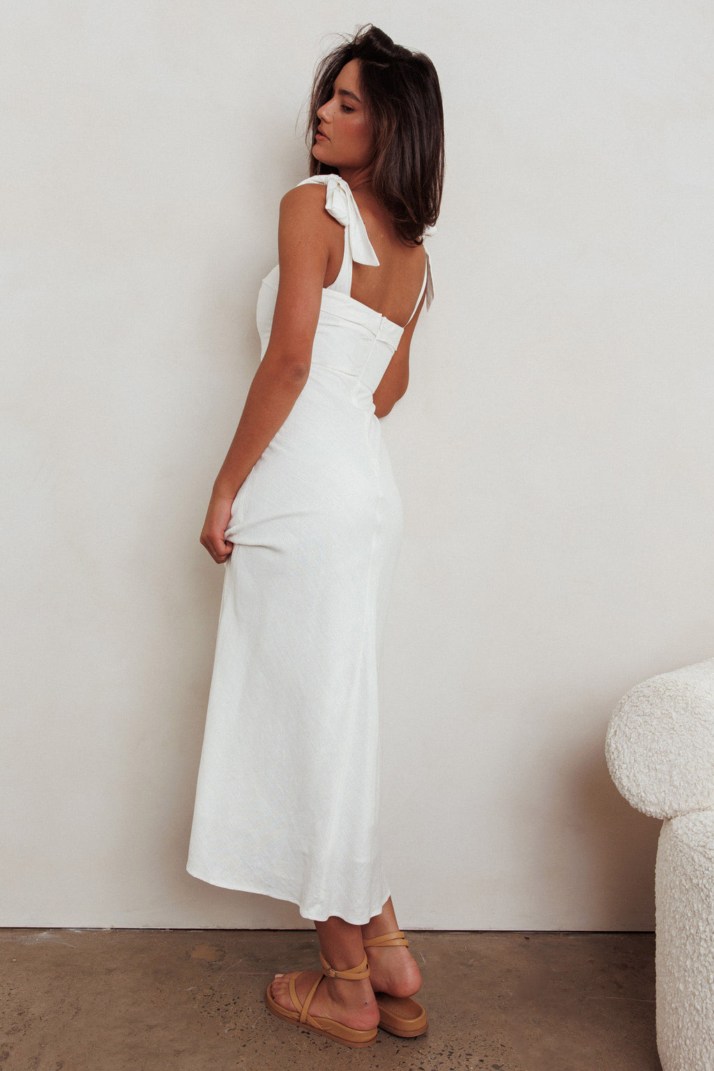 Appreciate You Tied Shoulder Maxi Dress White by Selfie Leslie Australia