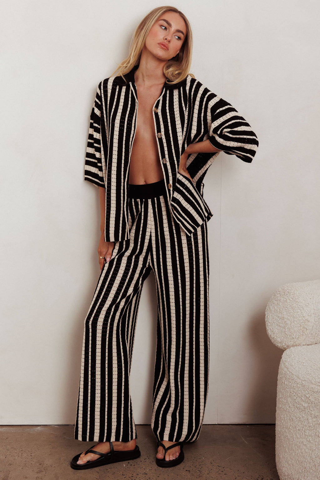 Influence Knit Straight Leg Pants Black by Selfie Leslie Australia