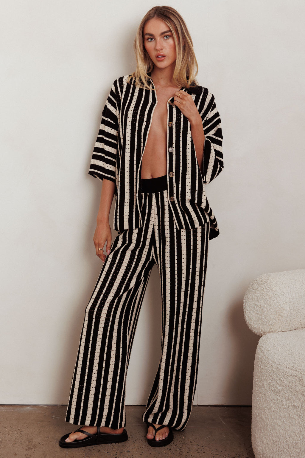 Influence Knit Straight Leg Pants Black by Selfie Leslie Australia