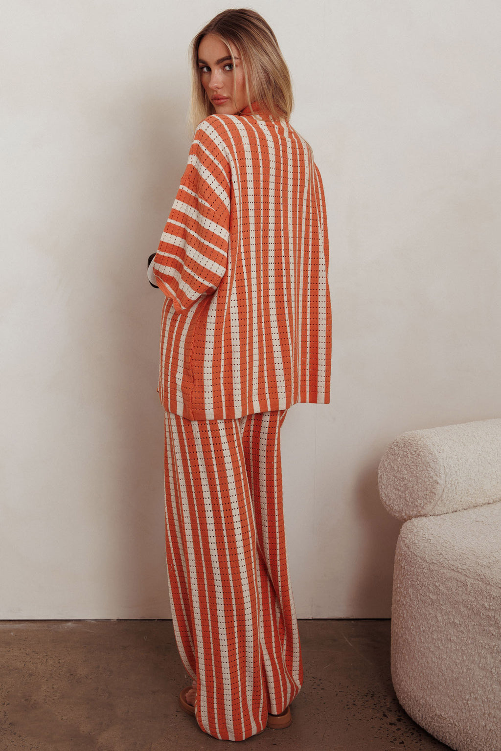 Influence Knit Straight Leg Pants Orange by Selfie Leslie Australia