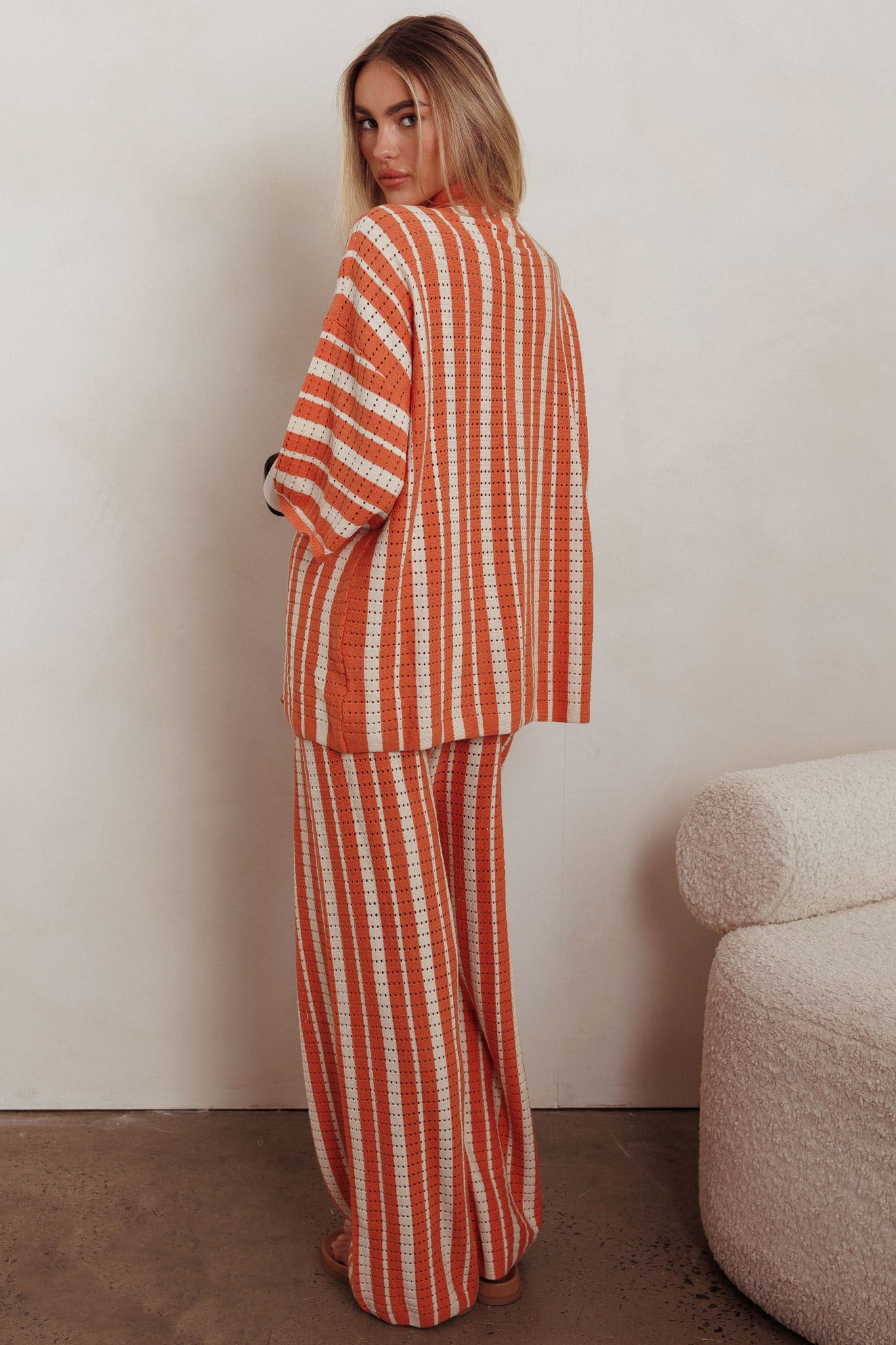 Influence Knit Straight Leg Pants Orange by Selfie Leslie Australia