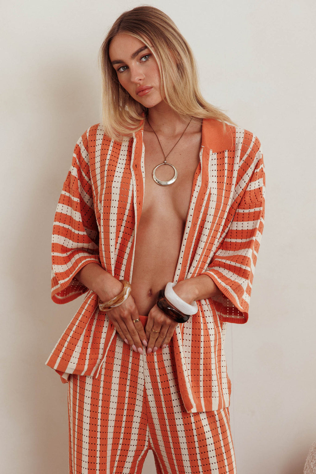 Influence Knit Relaxed Shirt Orange by Selfie Leslie Australia