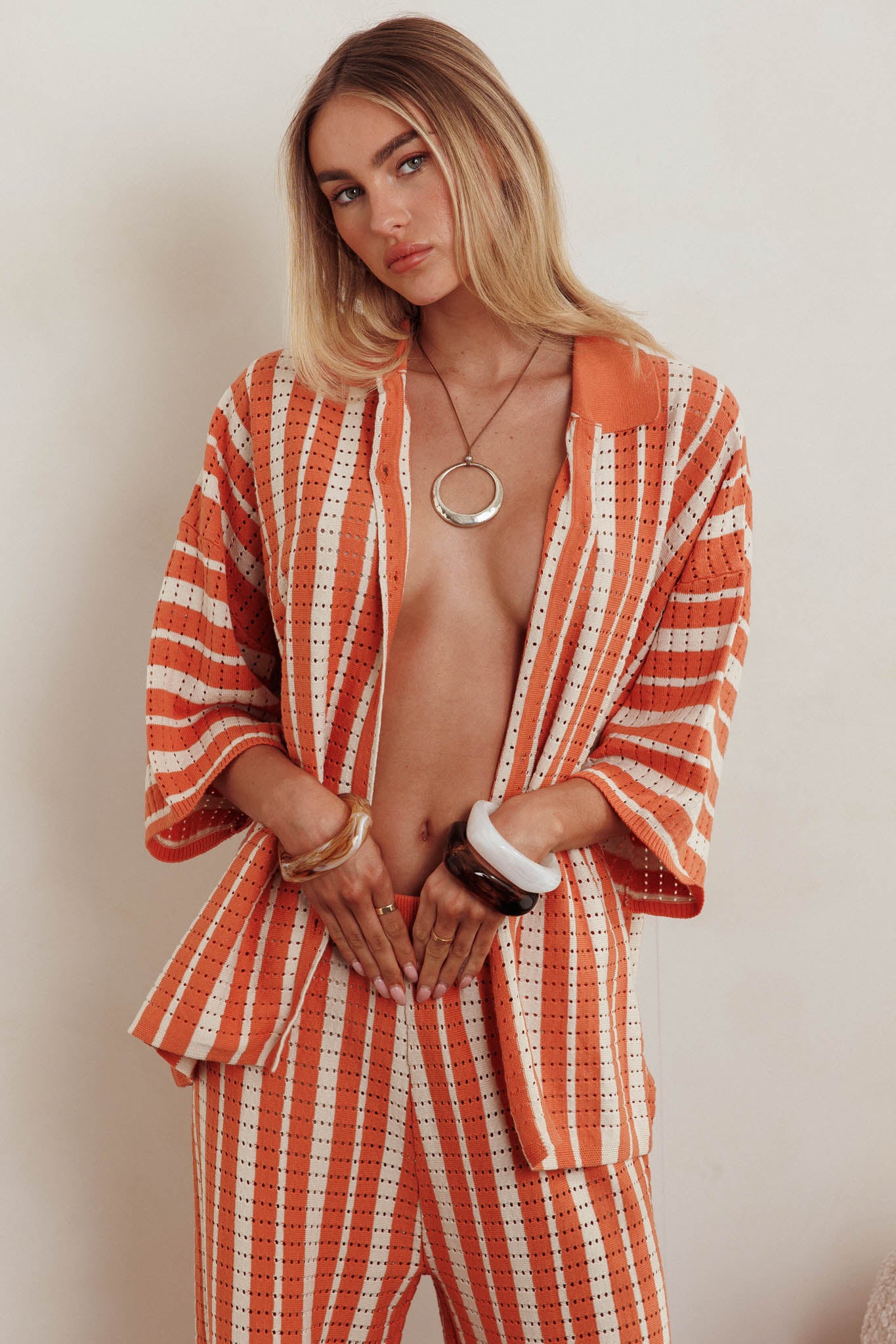 Influence Knit Relaxed Shirt Orange by Selfie Leslie Australia