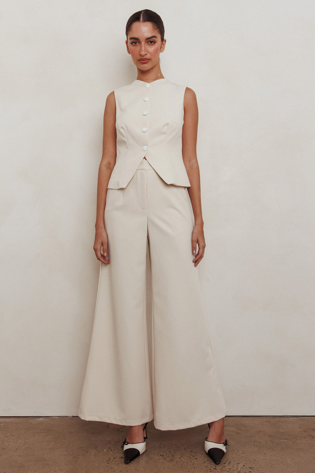 Consideration Wide Leg Pant Beige by Selfie Leslie Australia