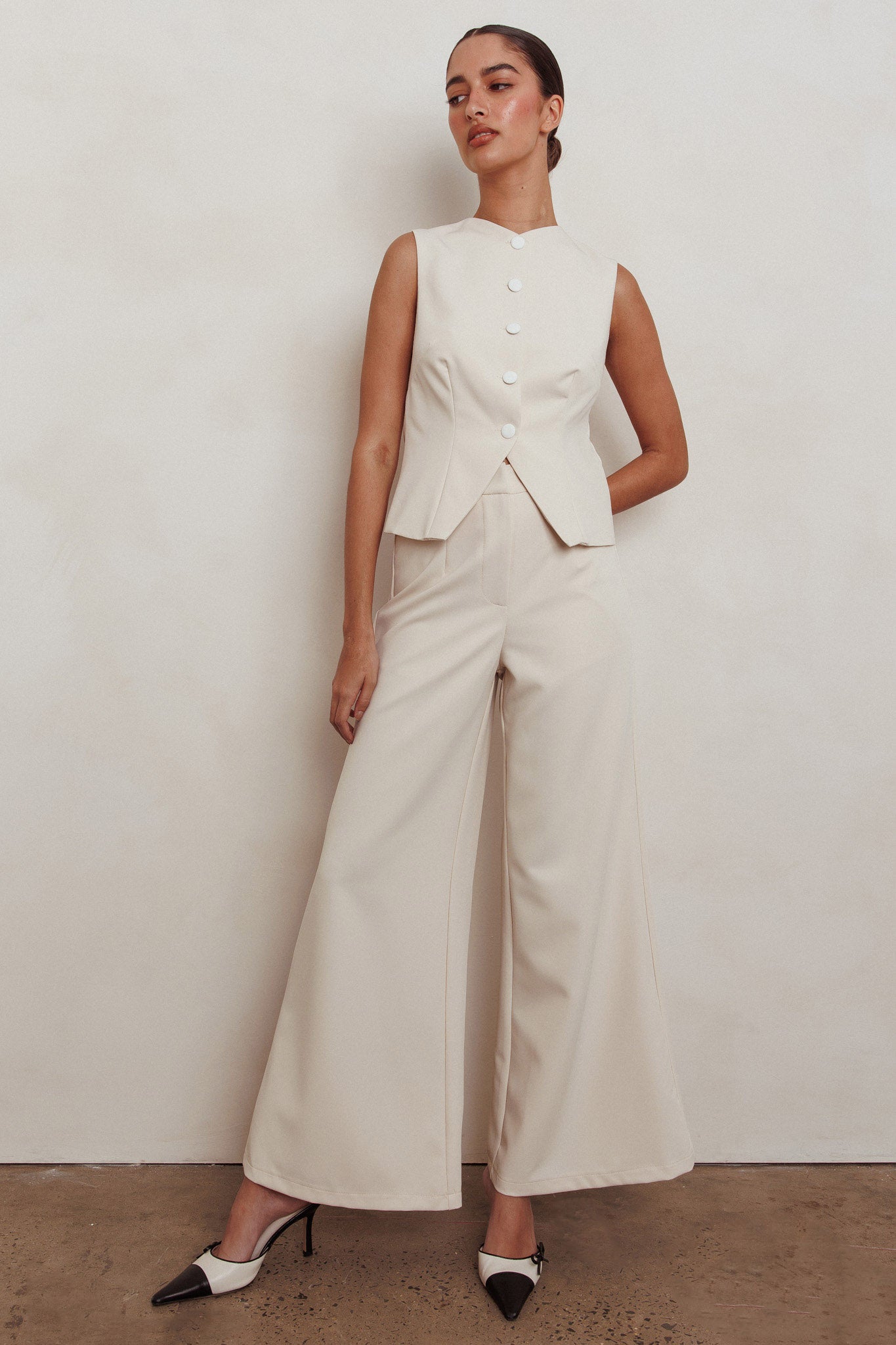 Consideration Wide Leg Pant Beige by Selfie Leslie Australia
