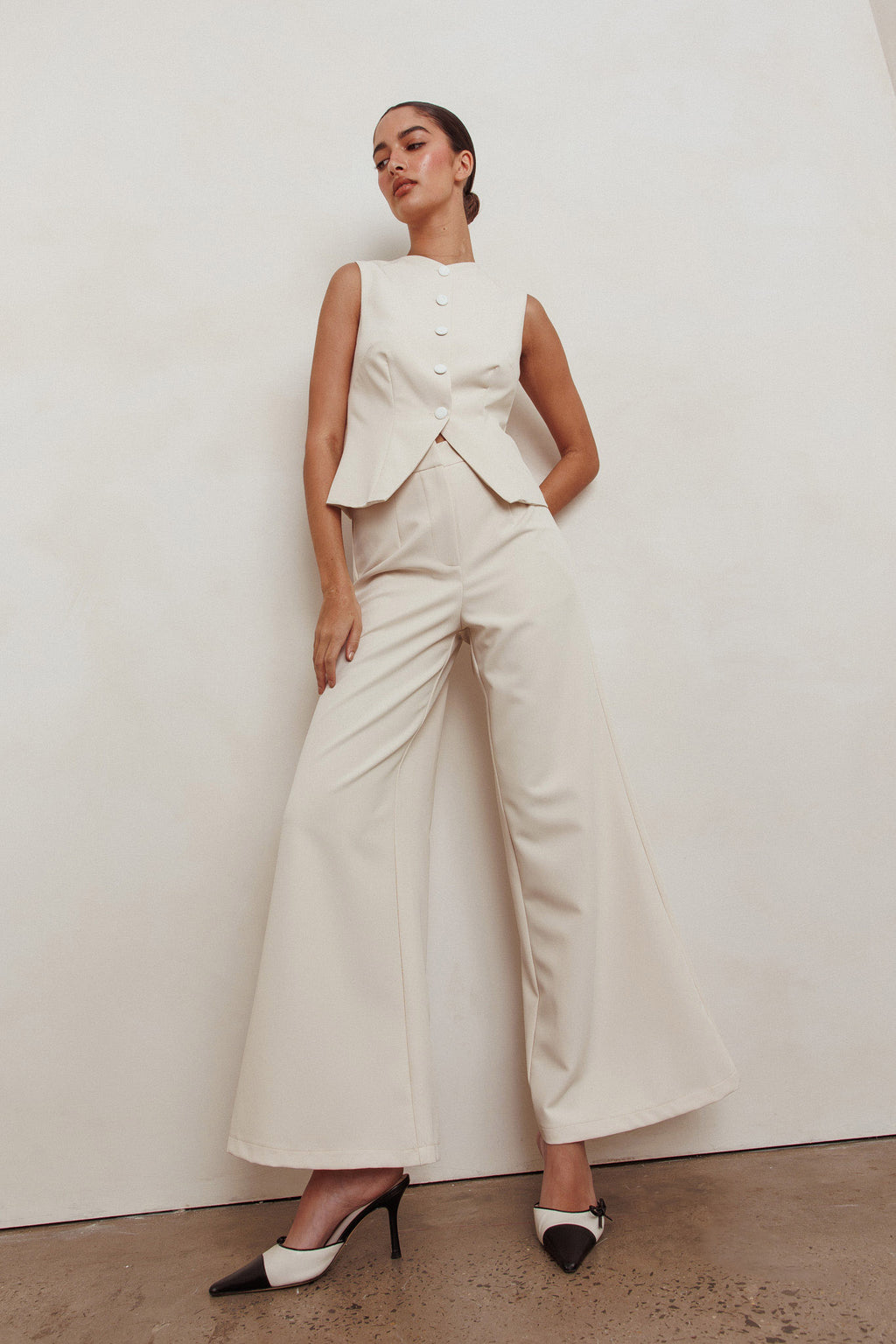 Consideration Wide Leg Pant Beige by Selfie Leslie Australia