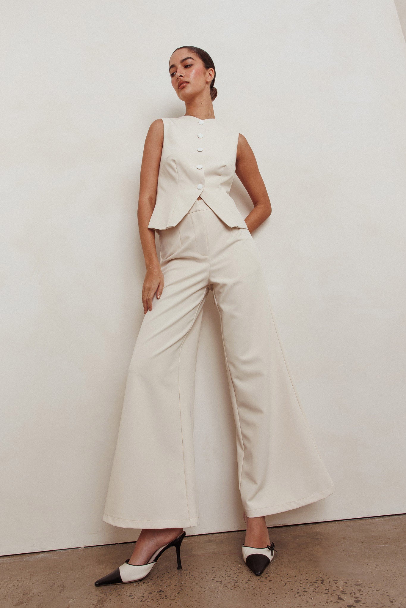 Consideration Wide Leg Pant Beige by Selfie Leslie Australia