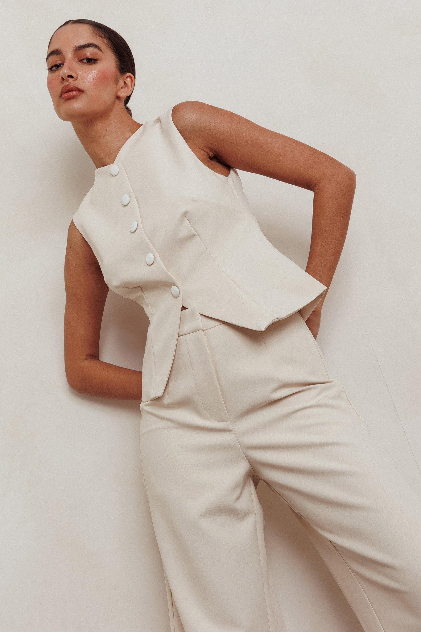 Consideration Sleeveless Vest Top Beige by Selfie Leslie Australia