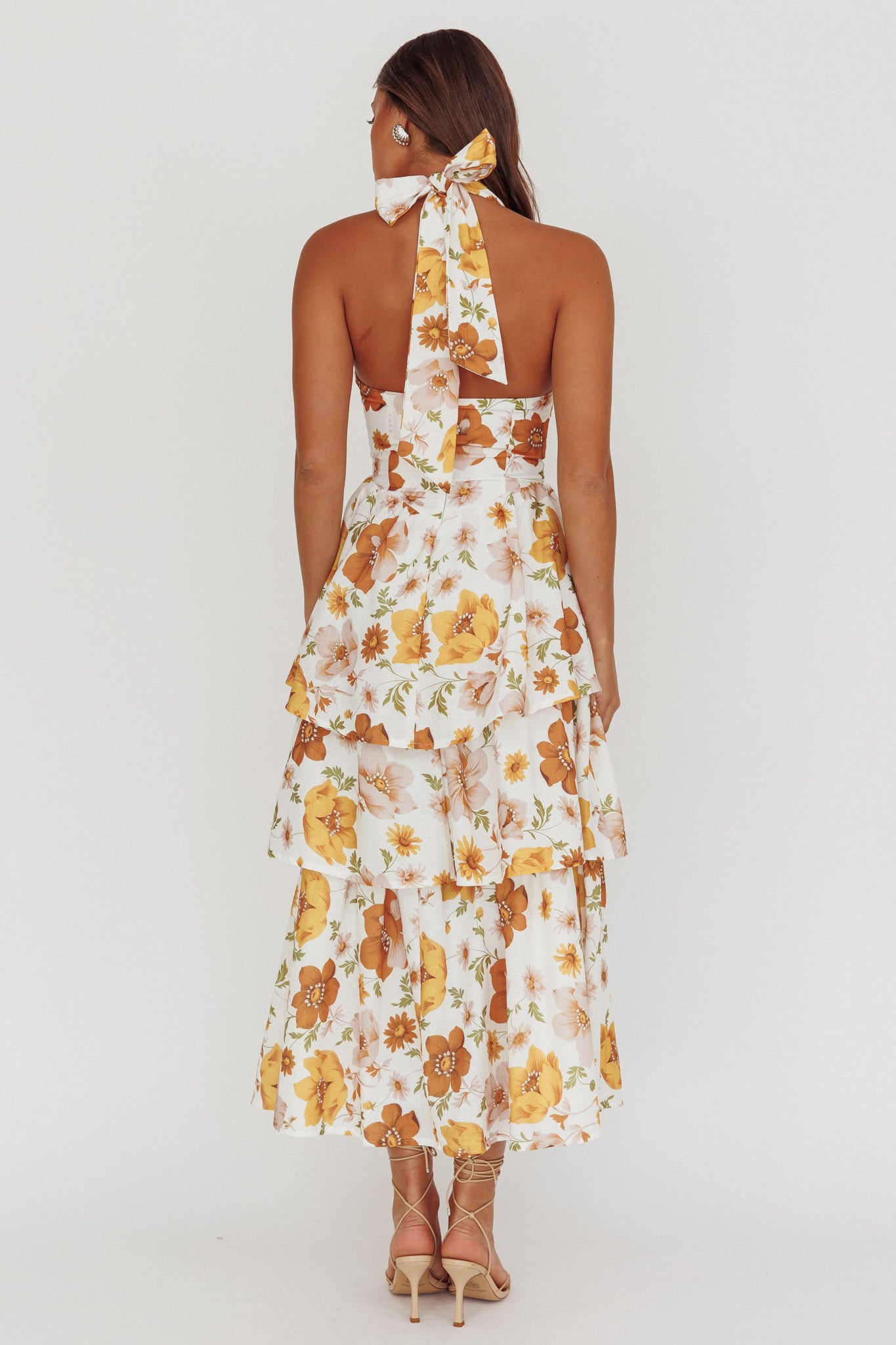 Shaya Tiered Ruffle Maxi Dress Floral Yellow by Selfie Leslie Australia