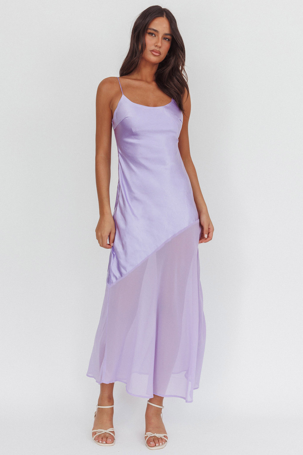 Gilded Dream Chiffon Hem Maxi Dress Lilac by Selfie Leslie Australia
