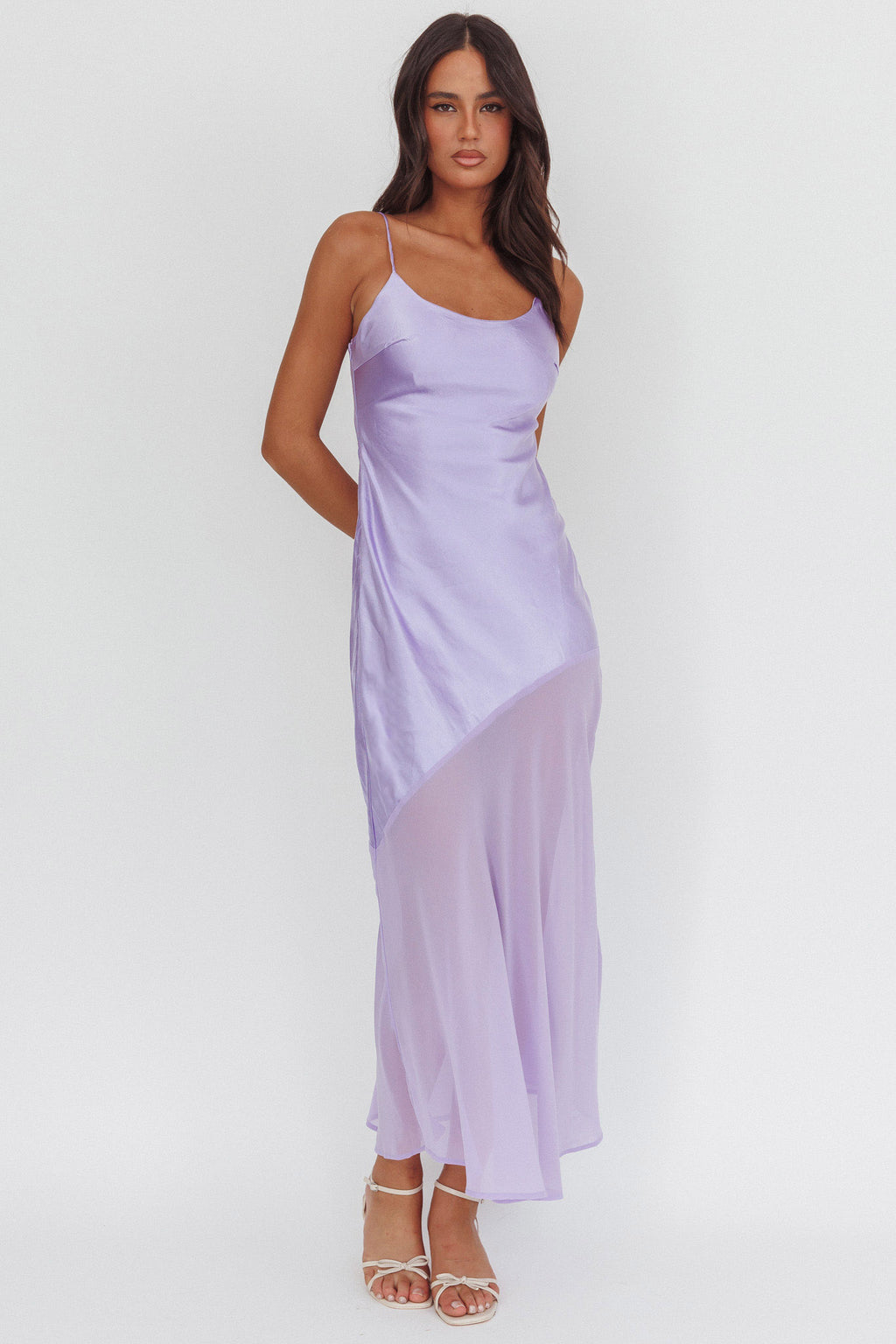 Gilded Dream Chiffon Hem Maxi Dress Lilac by Selfie Leslie Australia