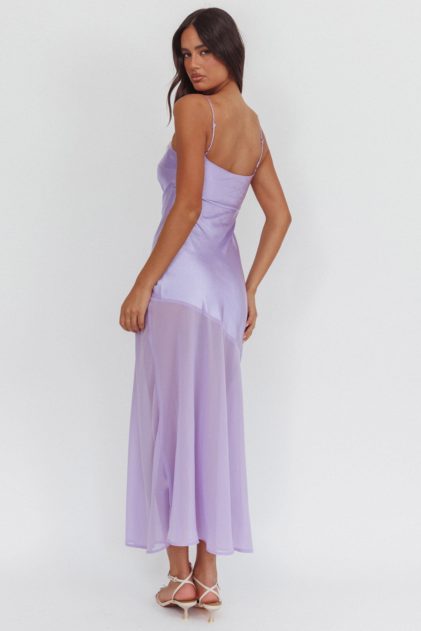 Gilded Dream Chiffon Hem Maxi Dress Lilac by Selfie Leslie Australia