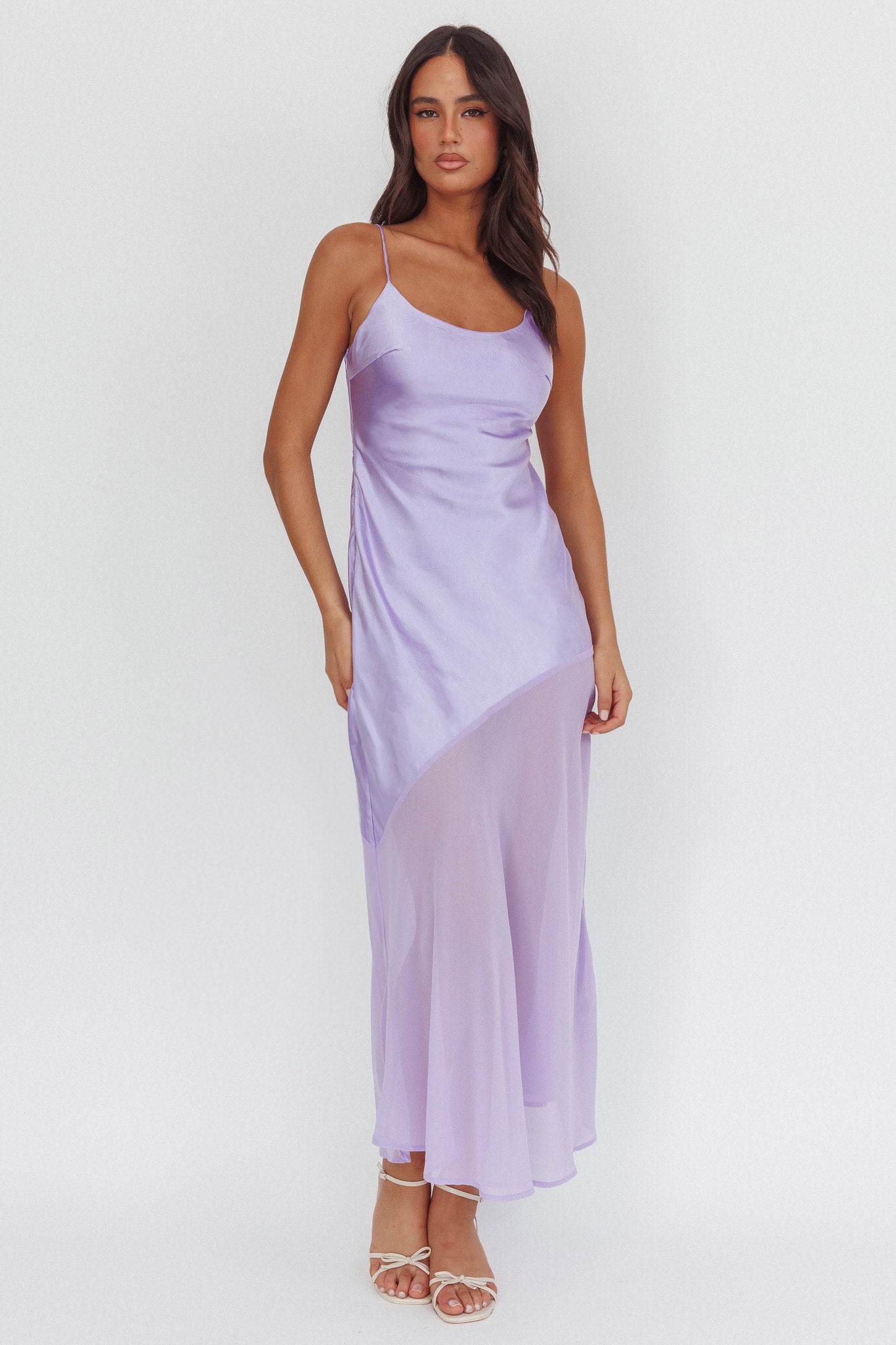 Gilded Dream Chiffon Hem Maxi Dress Lilac by Selfie Leslie Australia