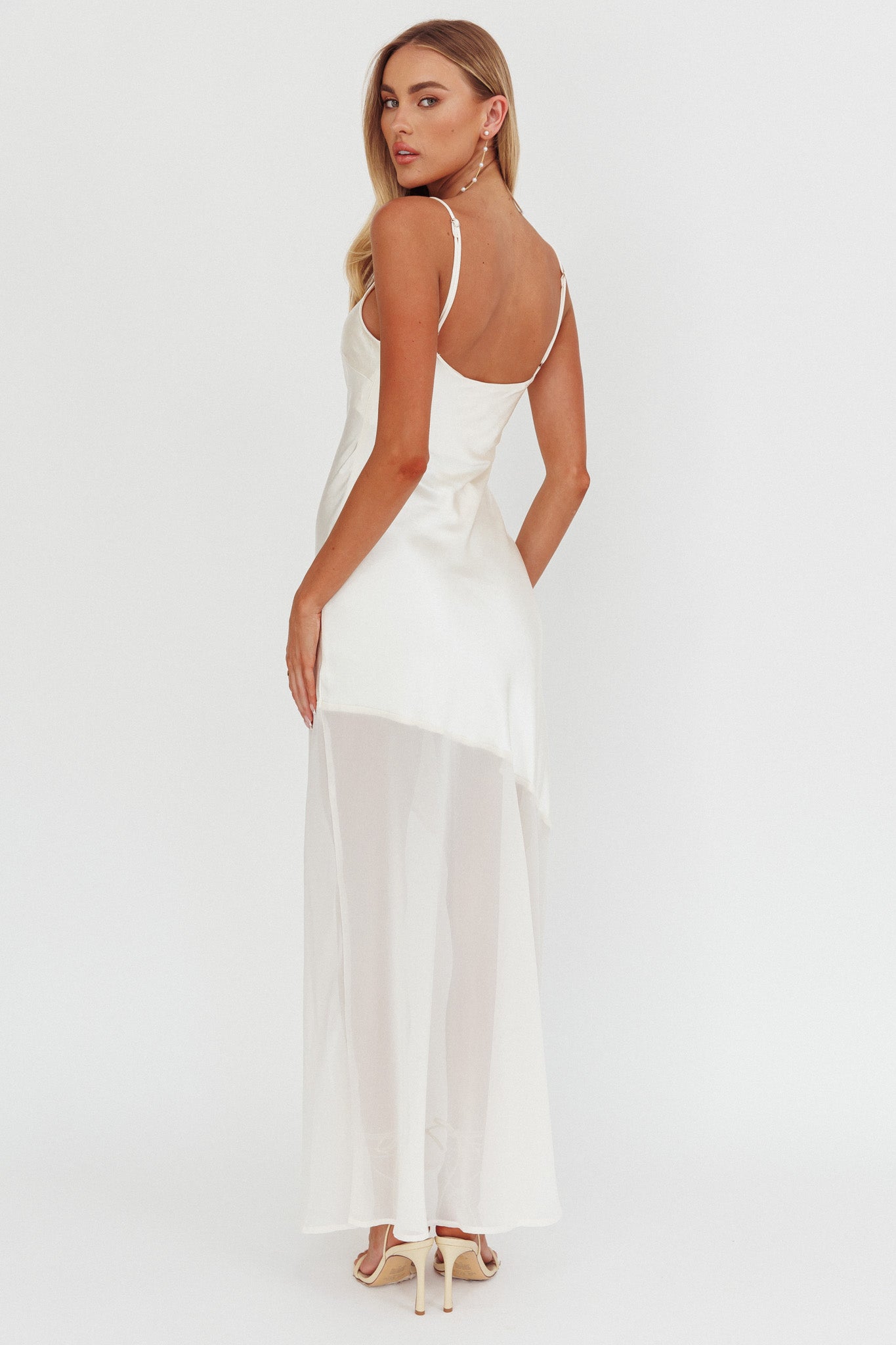 Gilded Dream Chiffon Hem Maxi Dress Oyster by Selfie Leslie Australia