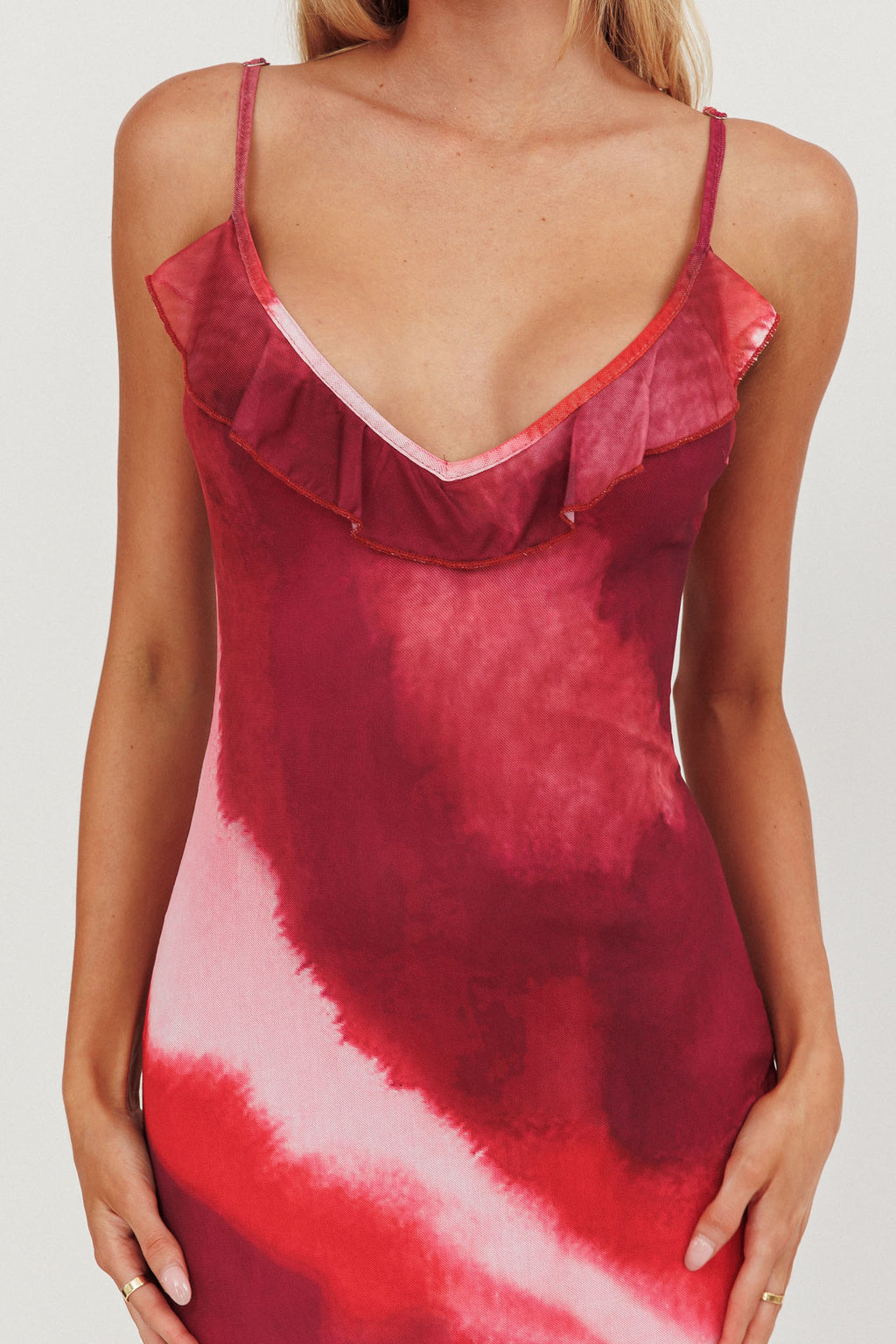Oskar Tiered Ruffle Hem Mermaid Maxi Dress Pink by Selfie Leslie Australia