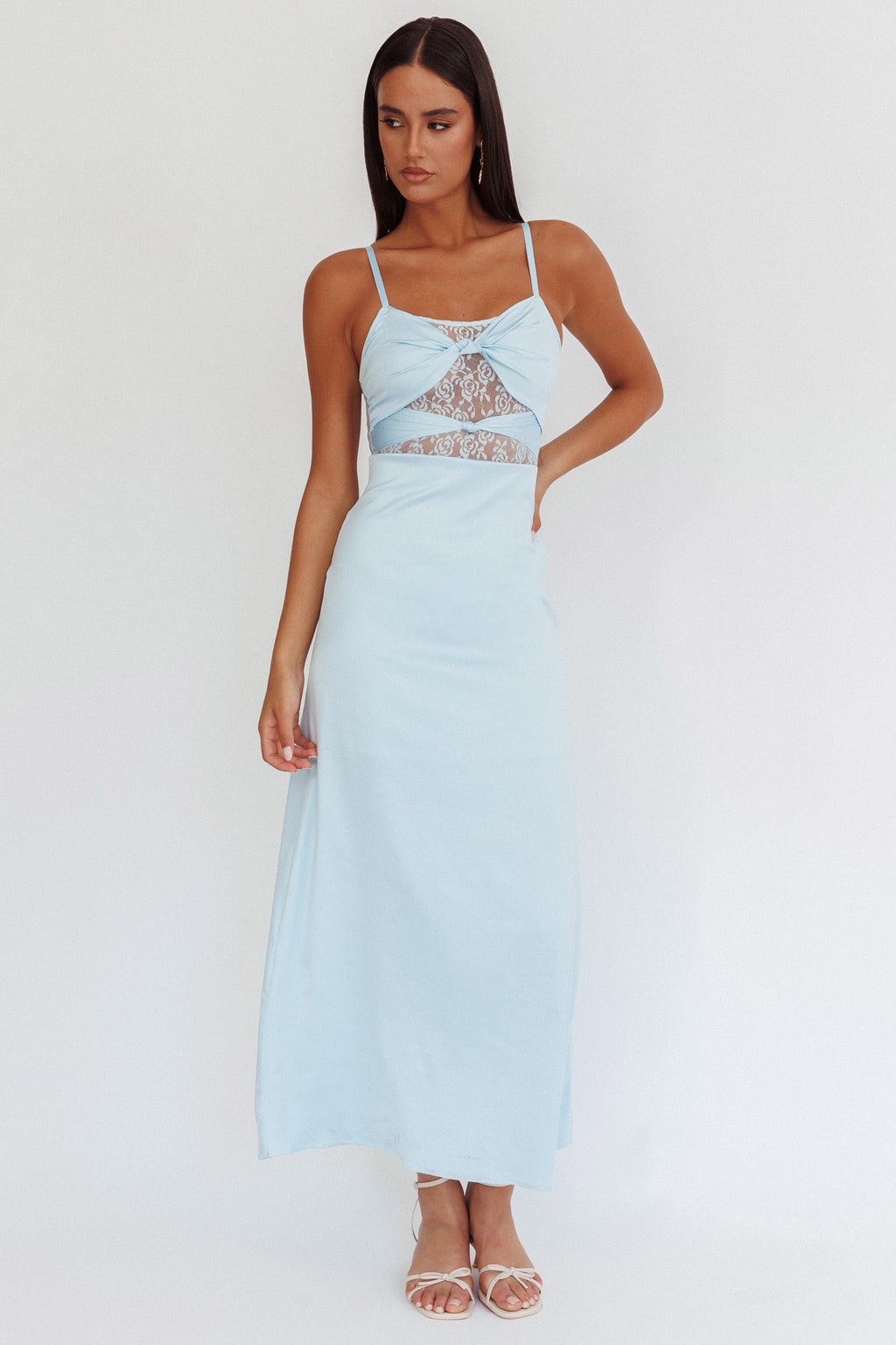 Wyatt Lace Twish Bust Maxi Dress Baby Blue by Selfie Leslie Australia