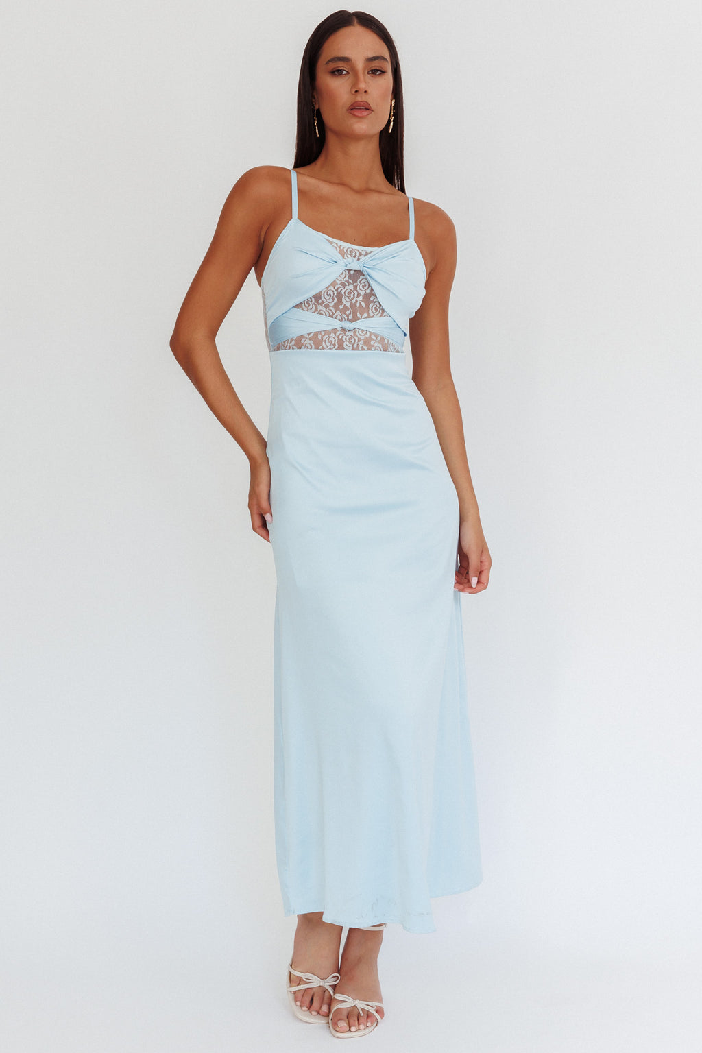 Wyatt Lace Twish Bust Maxi Dress Baby Blue by Selfie Leslie Australia