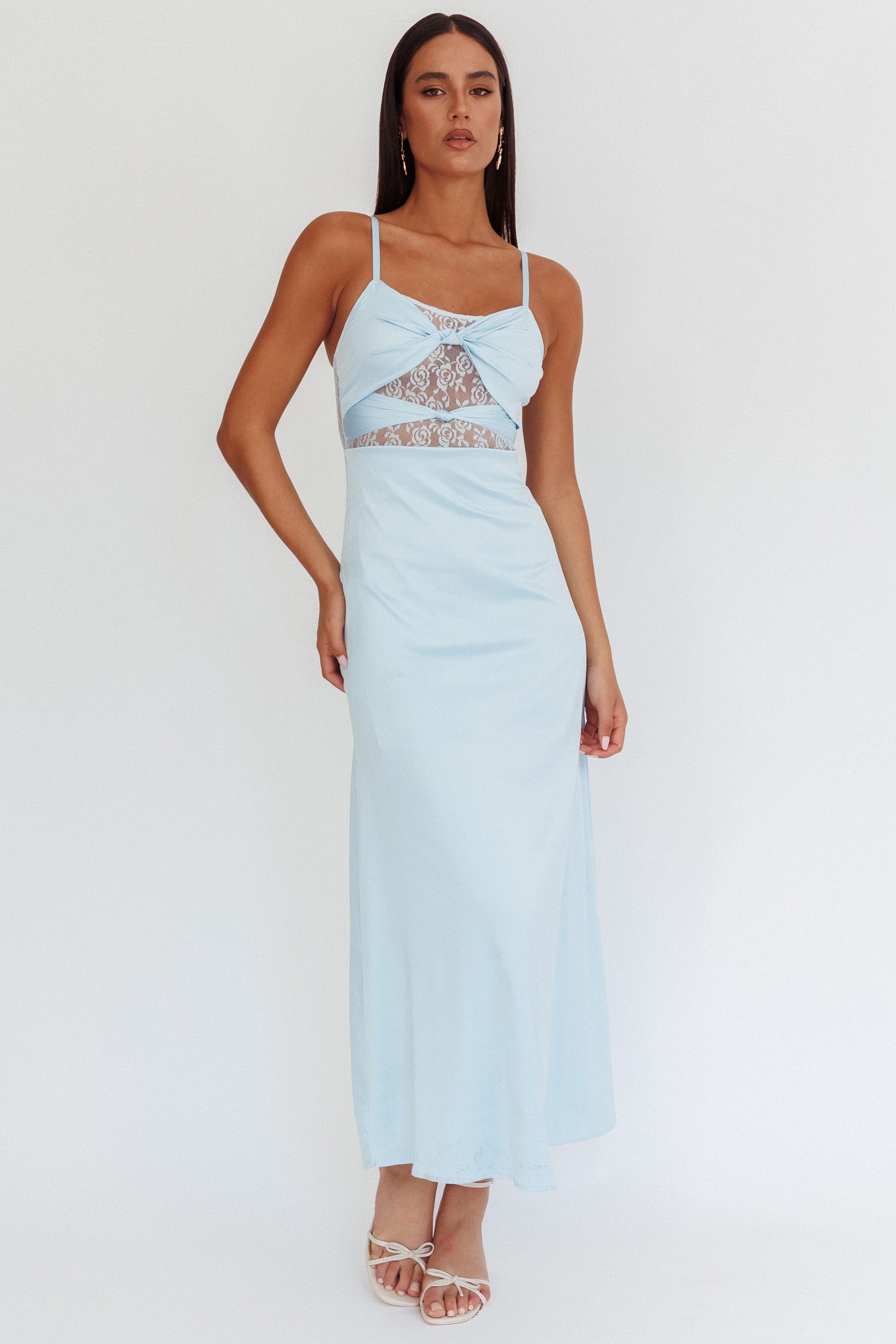 Wyatt Lace Twish Bust Maxi Dress Baby Blue by Selfie Leslie Australia