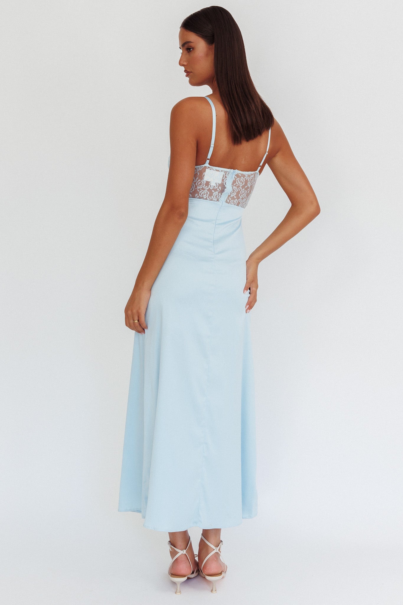 Wyatt Lace Twish Bust Maxi Dress Baby Blue by Selfie Leslie Australia