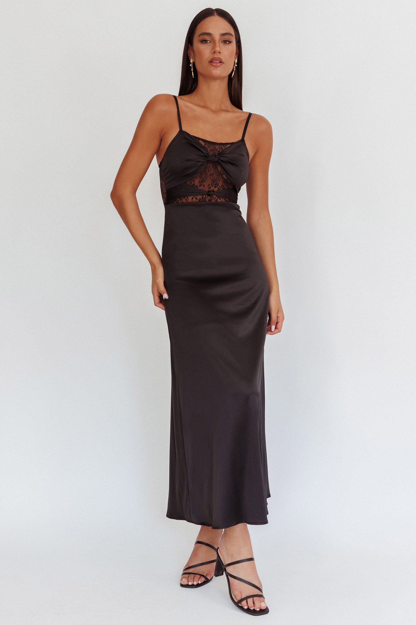 Wyatt Lace Twish Bust Maxi Dress Black by Selfie Leslie Australia