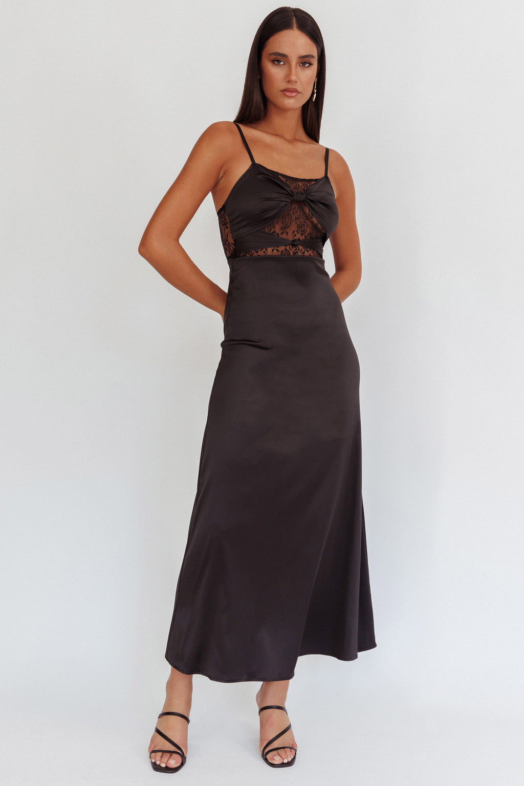 Wyatt Lace Twish Bust Maxi Dress Black by Selfie Leslie Australia