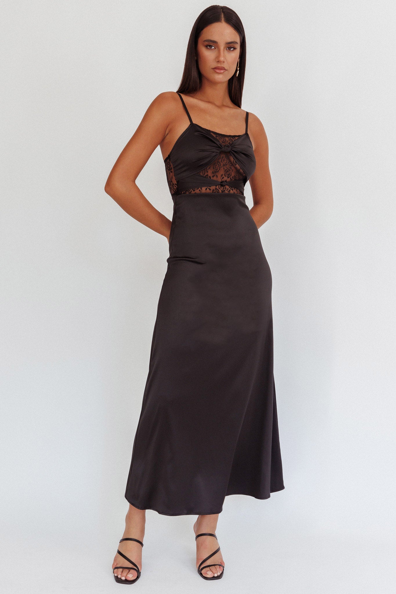 Wyatt Lace Twish Bust Maxi Dress Black by Selfie Leslie Australia