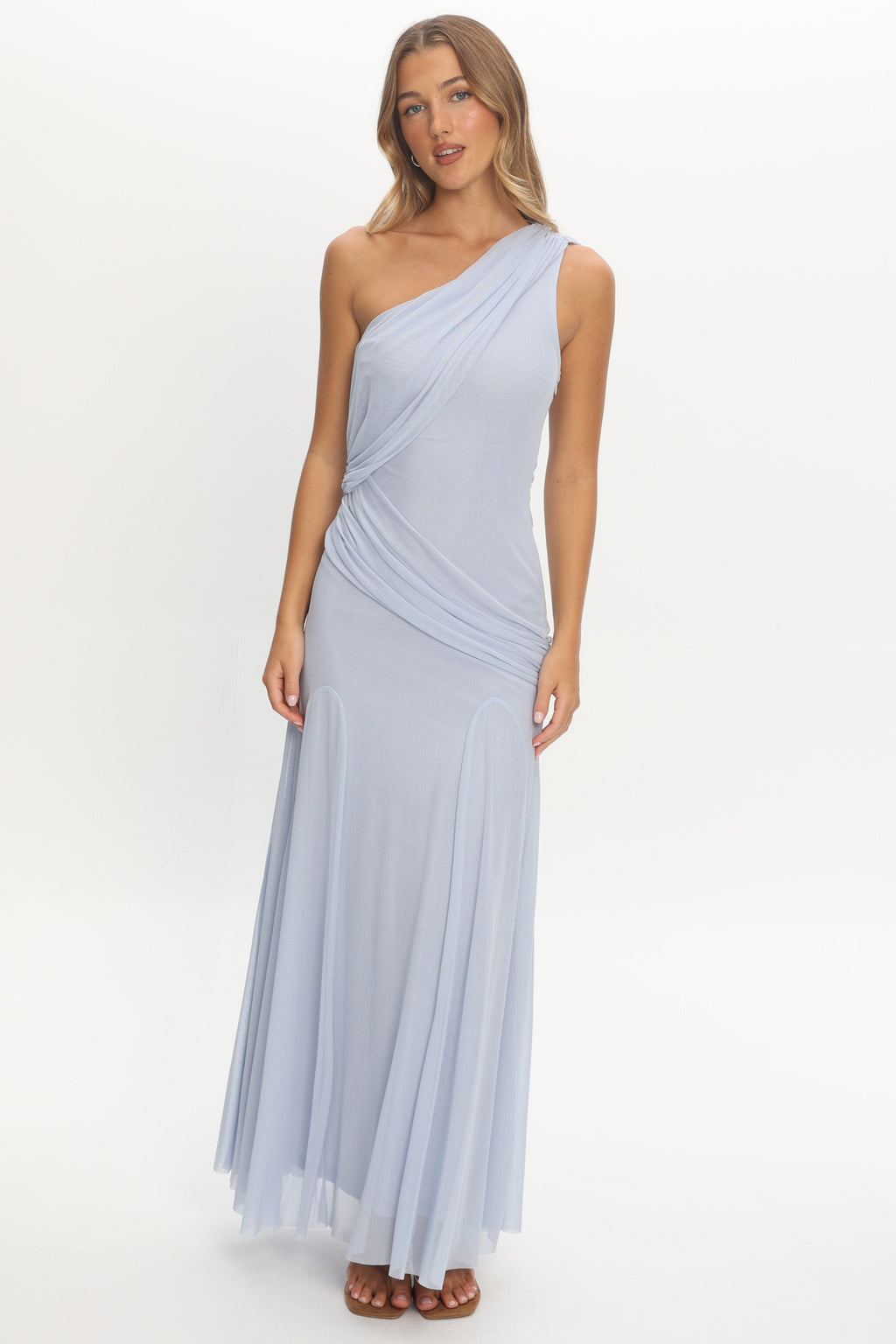 Anaisa Asymmetric Neckline Draped Maxi Dress Baby Blue by Selfie Leslie Australia