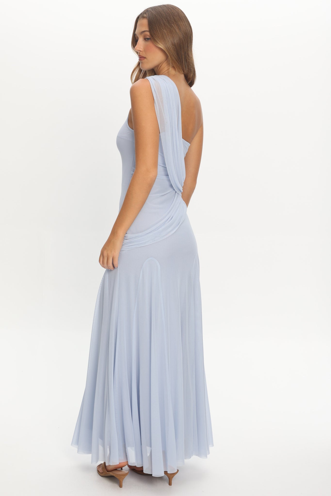 Anaisa Asymmetric Neckline Draped Maxi Dress Baby Blue by Selfie Leslie Australia