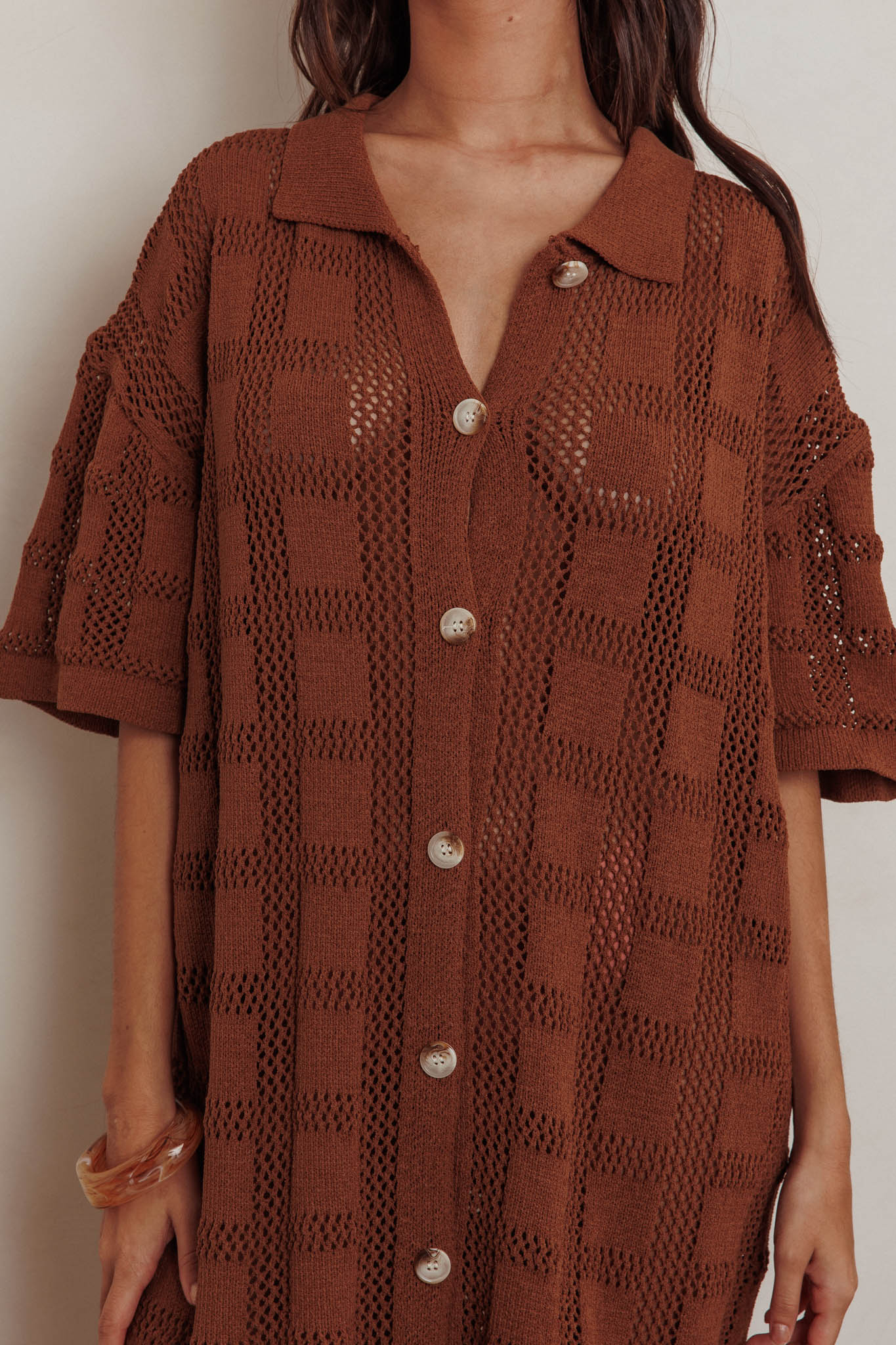 Best Friend Knit Shirt Dress Chocolate by Selfie Leslie Australia