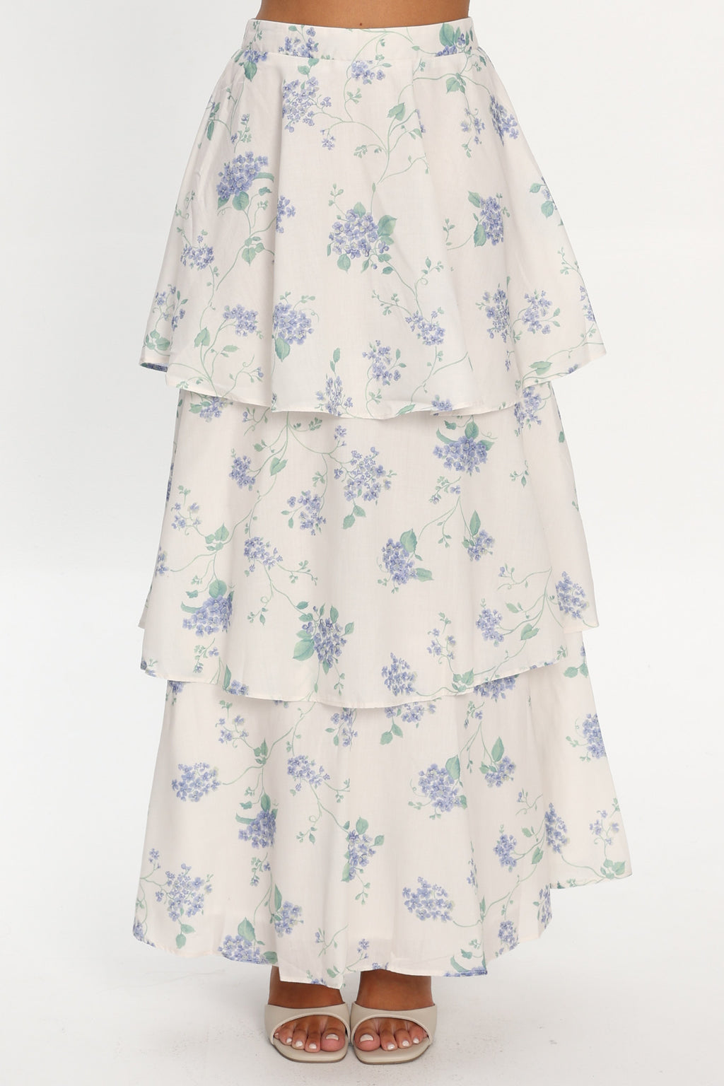 Dixon Tiered Maxi Skirt Floral Beige by Selfie Leslie Australia
