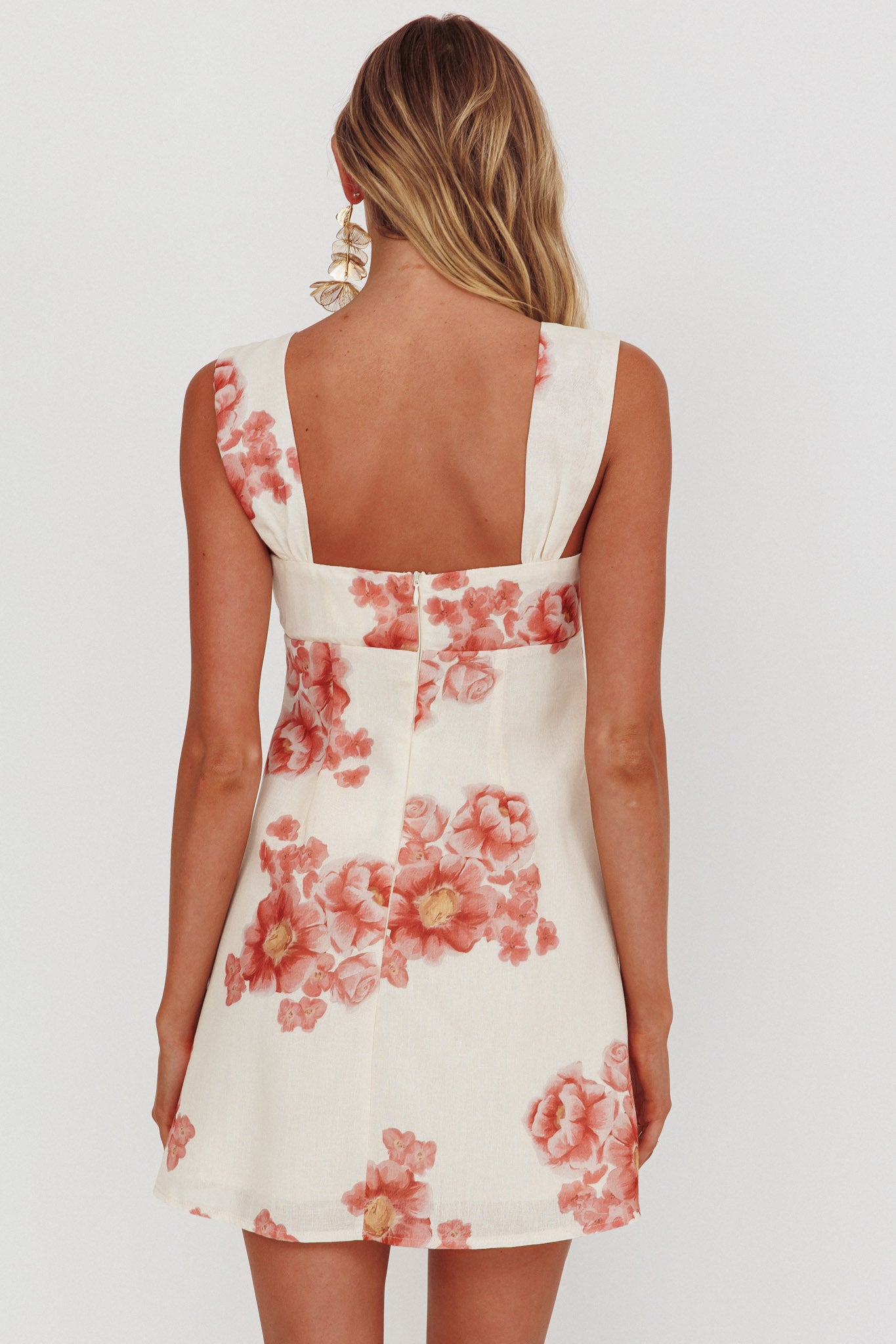 Dixon Pintuck Pleat Mini Dress Floral Beige by Selfie Leslie Australia