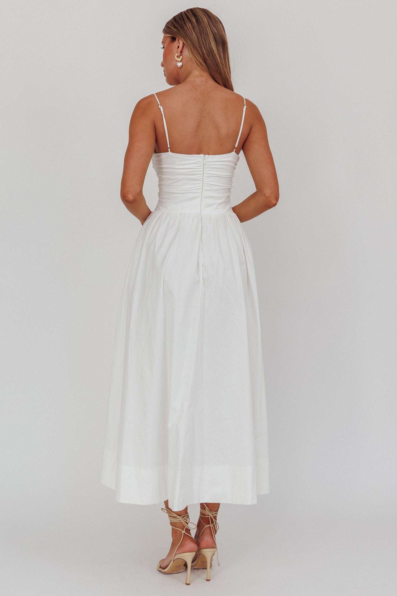 Ezrah A-Line Rosette Maxi Dress White by Selfie Leslie Australia
